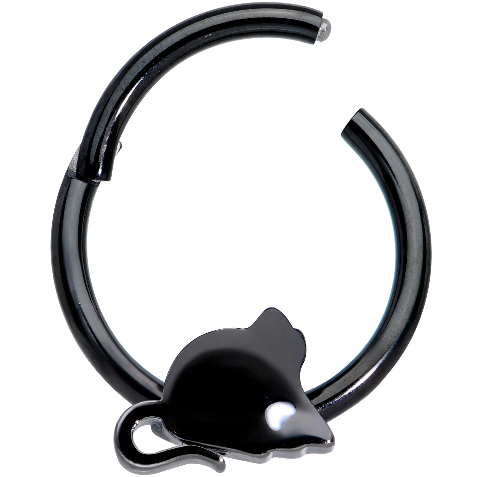 16G 3/8 Black Mouse Septum Clicker - Image 2