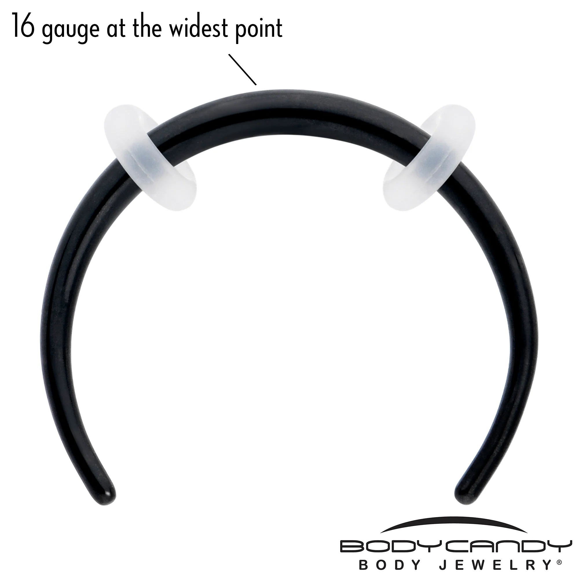 16G 3/8 Black Pincher Crescent Taper - Image 3