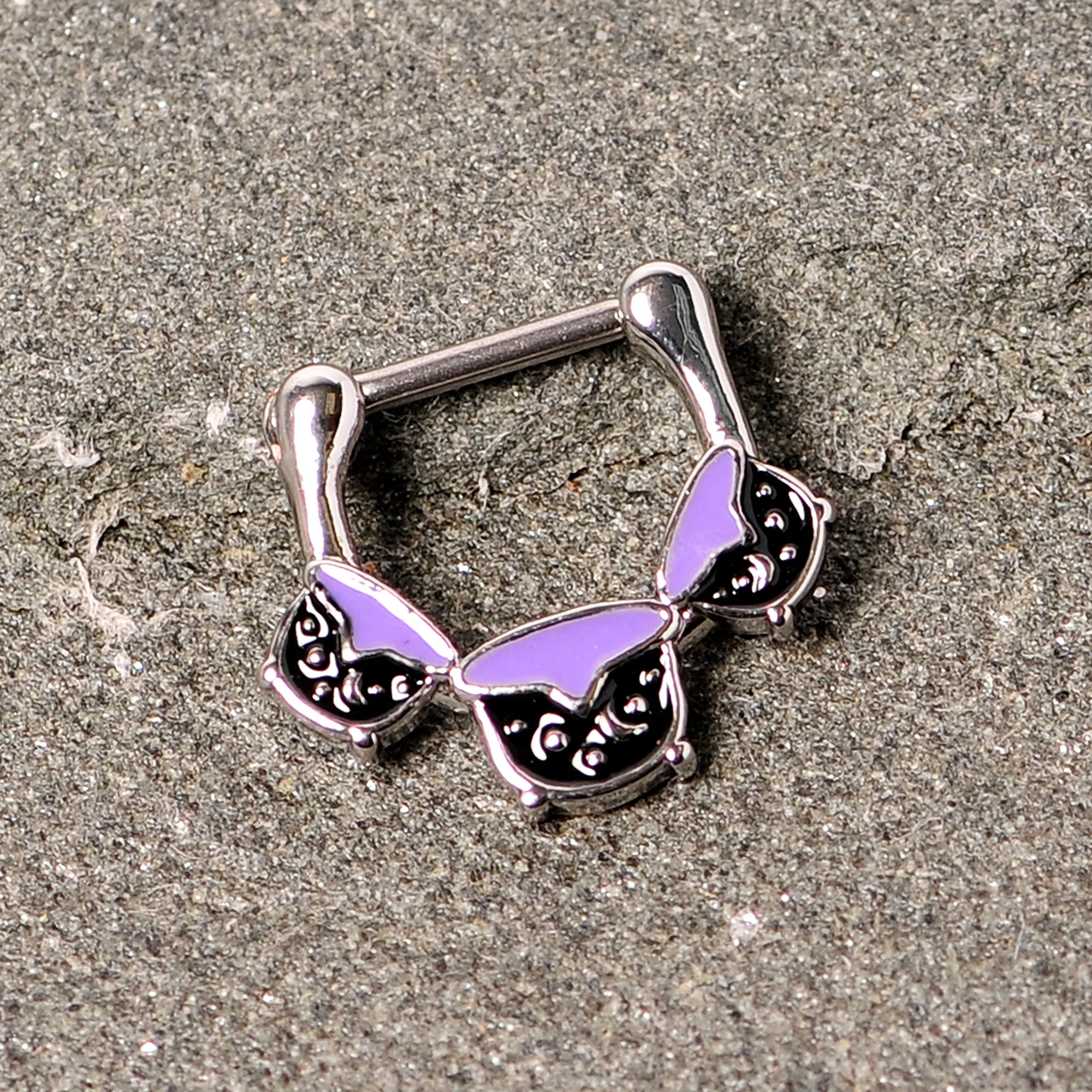 16G 3/8 Black Purple Cauldron Halloween Cartilage Clicker - Image 6