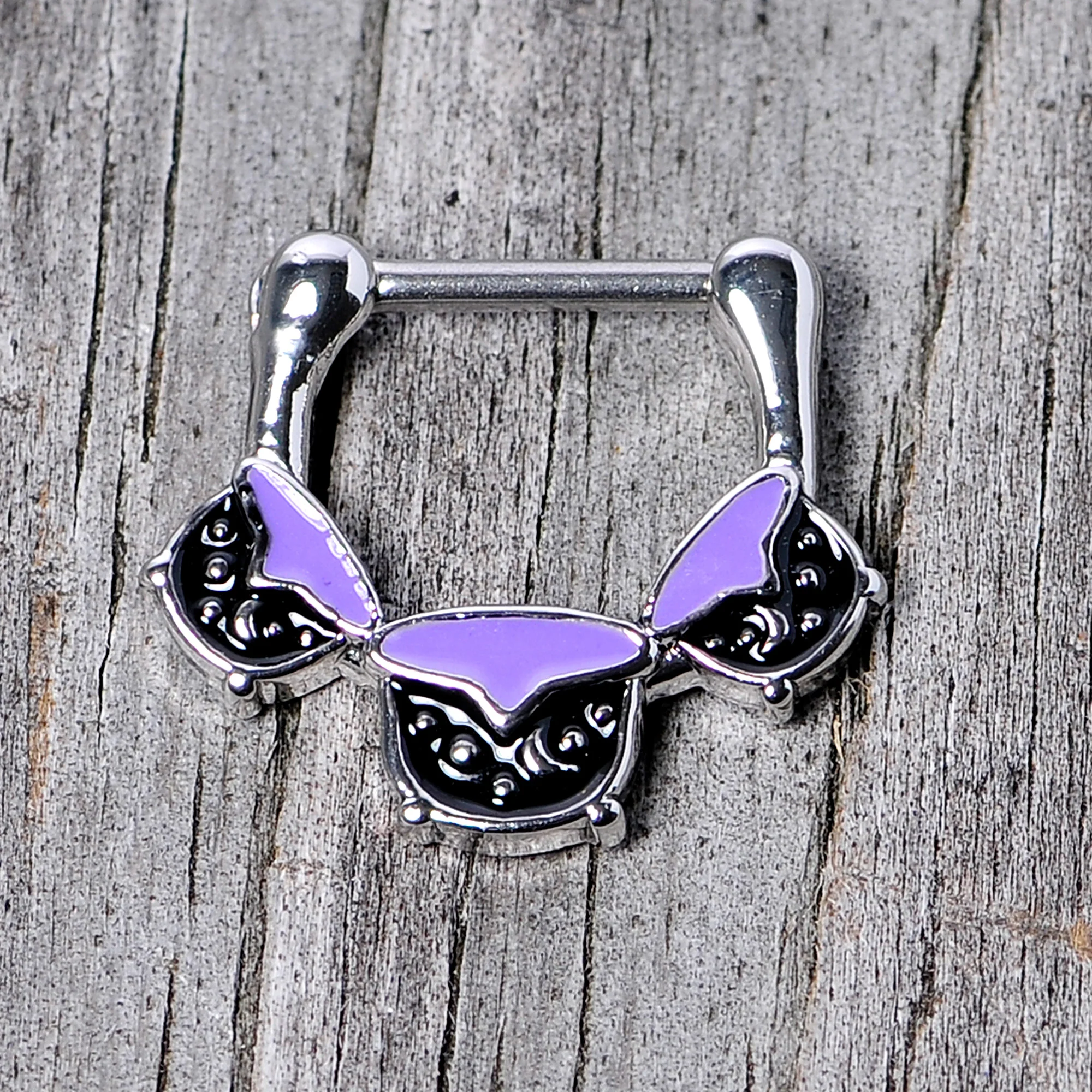 16G 3/8 Black Purple Cauldron Halloween Cartilage Clicker - Image 7
