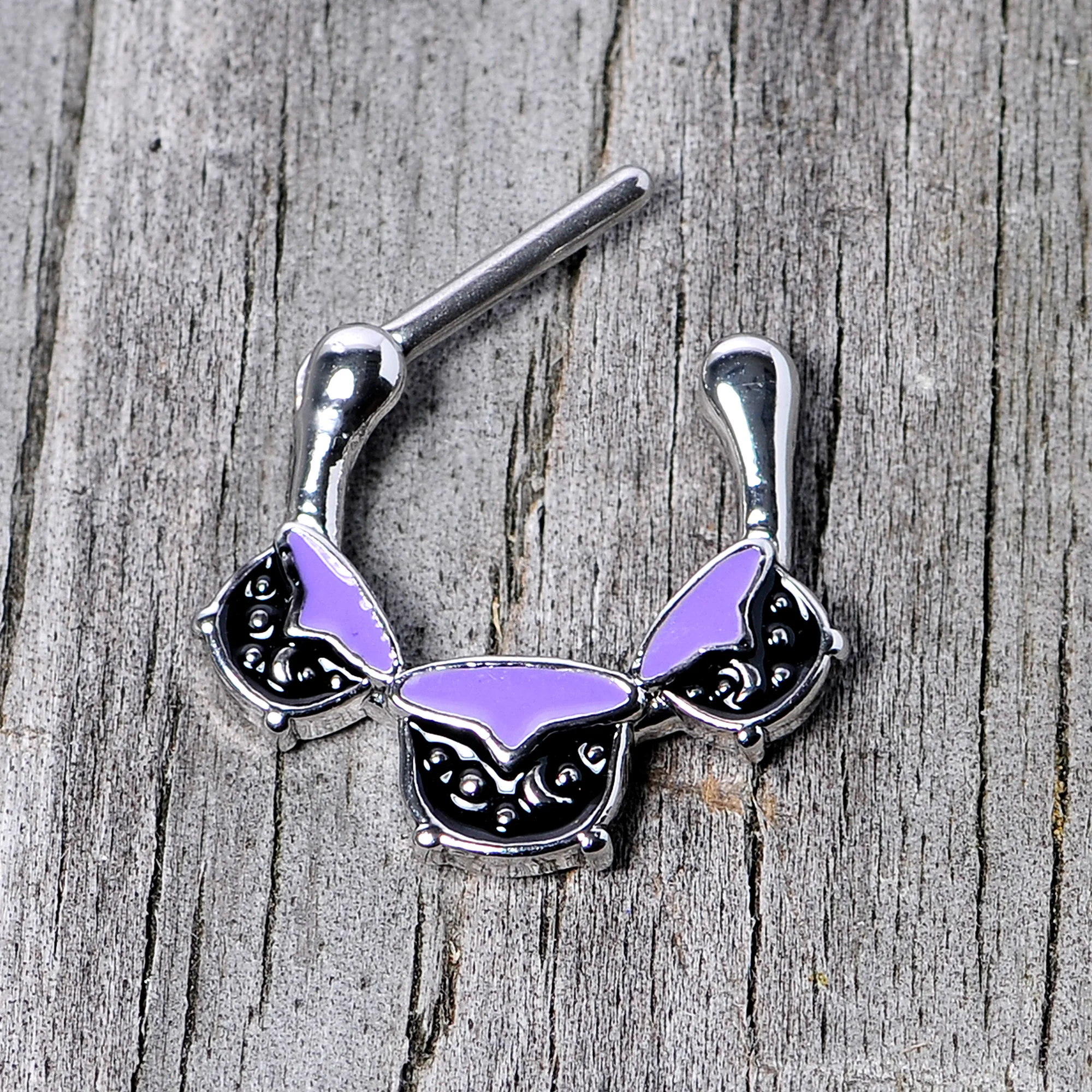 16G 3/8 Black Purple Cauldron Halloween Cartilage Clicker - Image 8