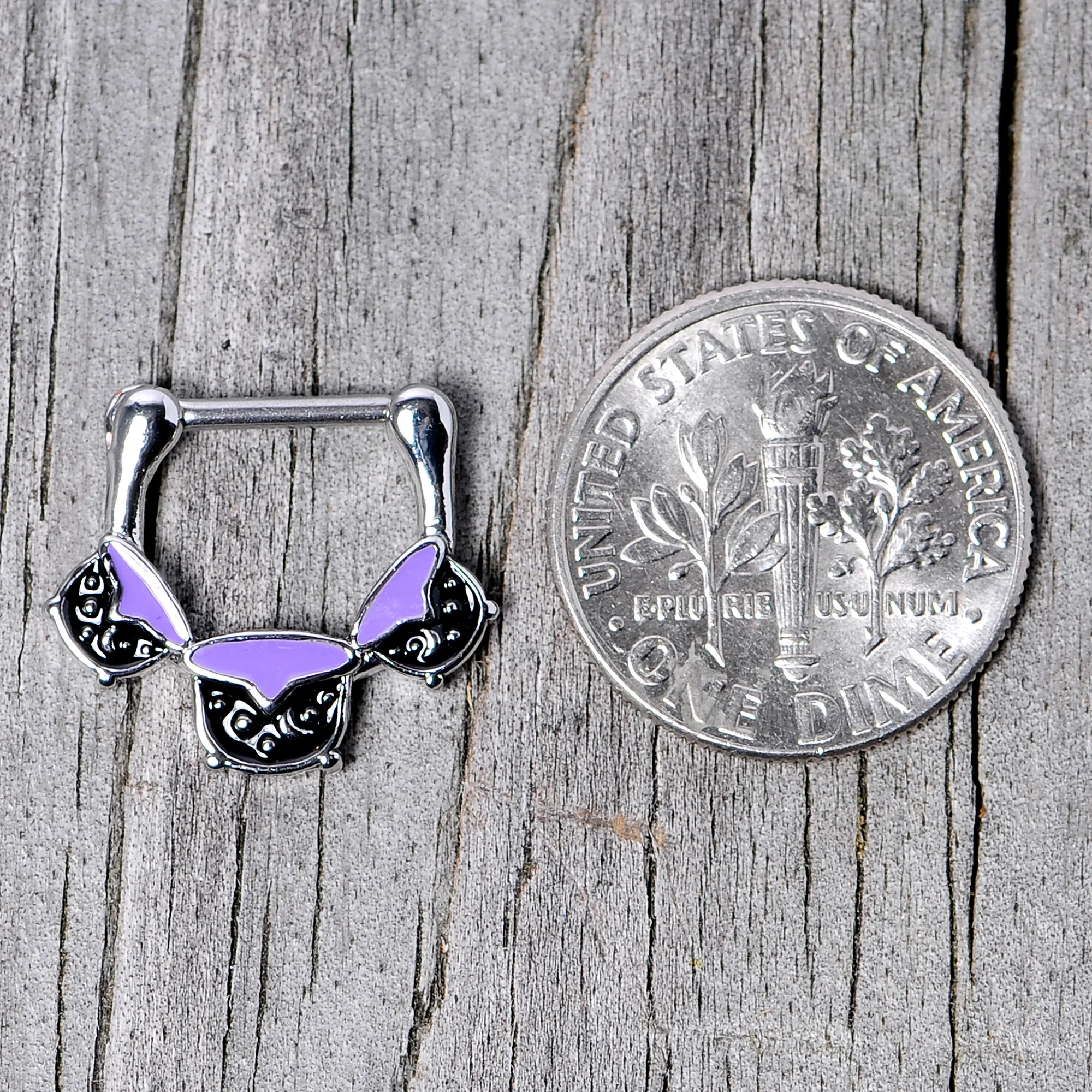 16G 3/8 Black Purple Cauldron Halloween Cartilage Clicker - Image 9