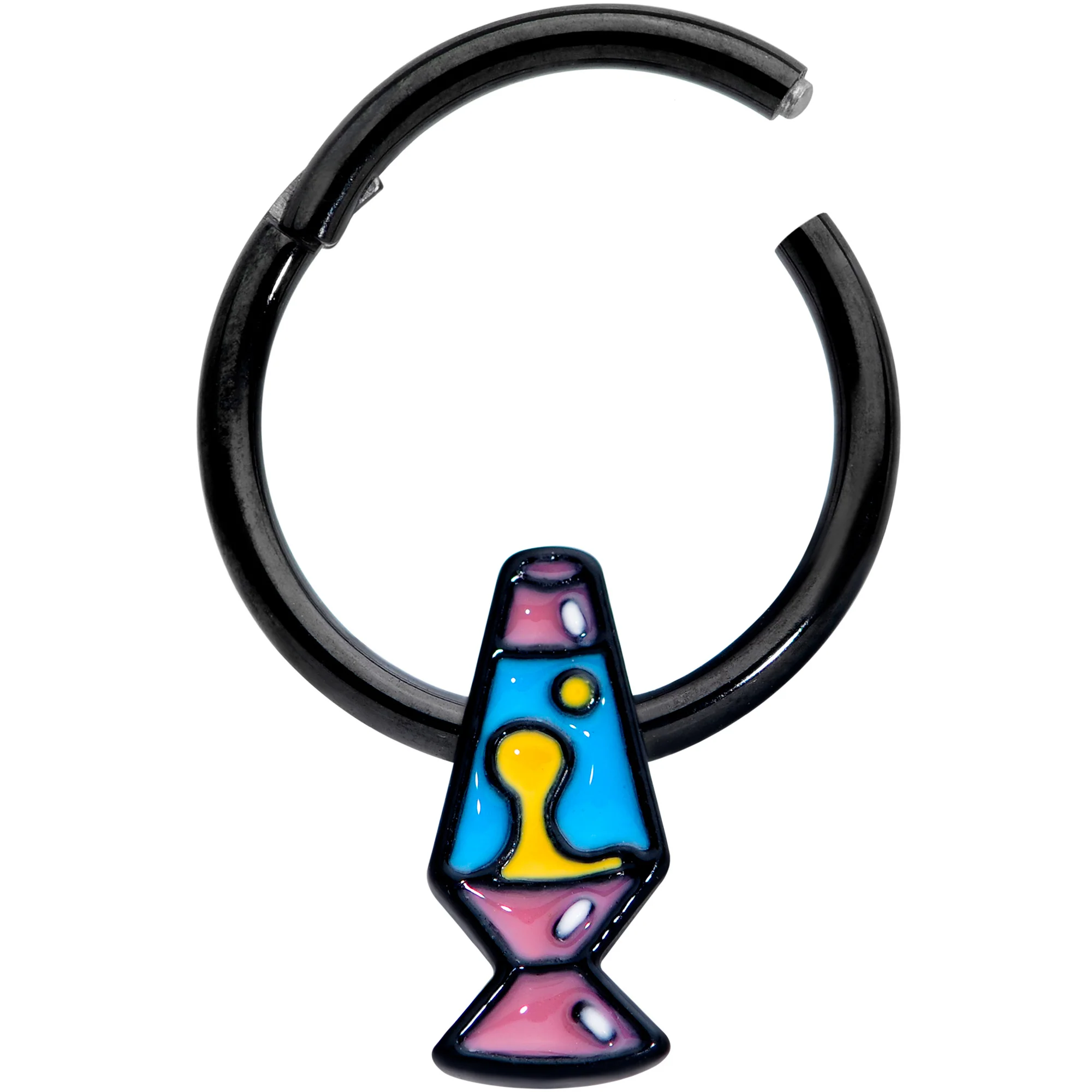 16G 3/8 Black Retro Lava Lamp Hinged Segment Ring - Image 2