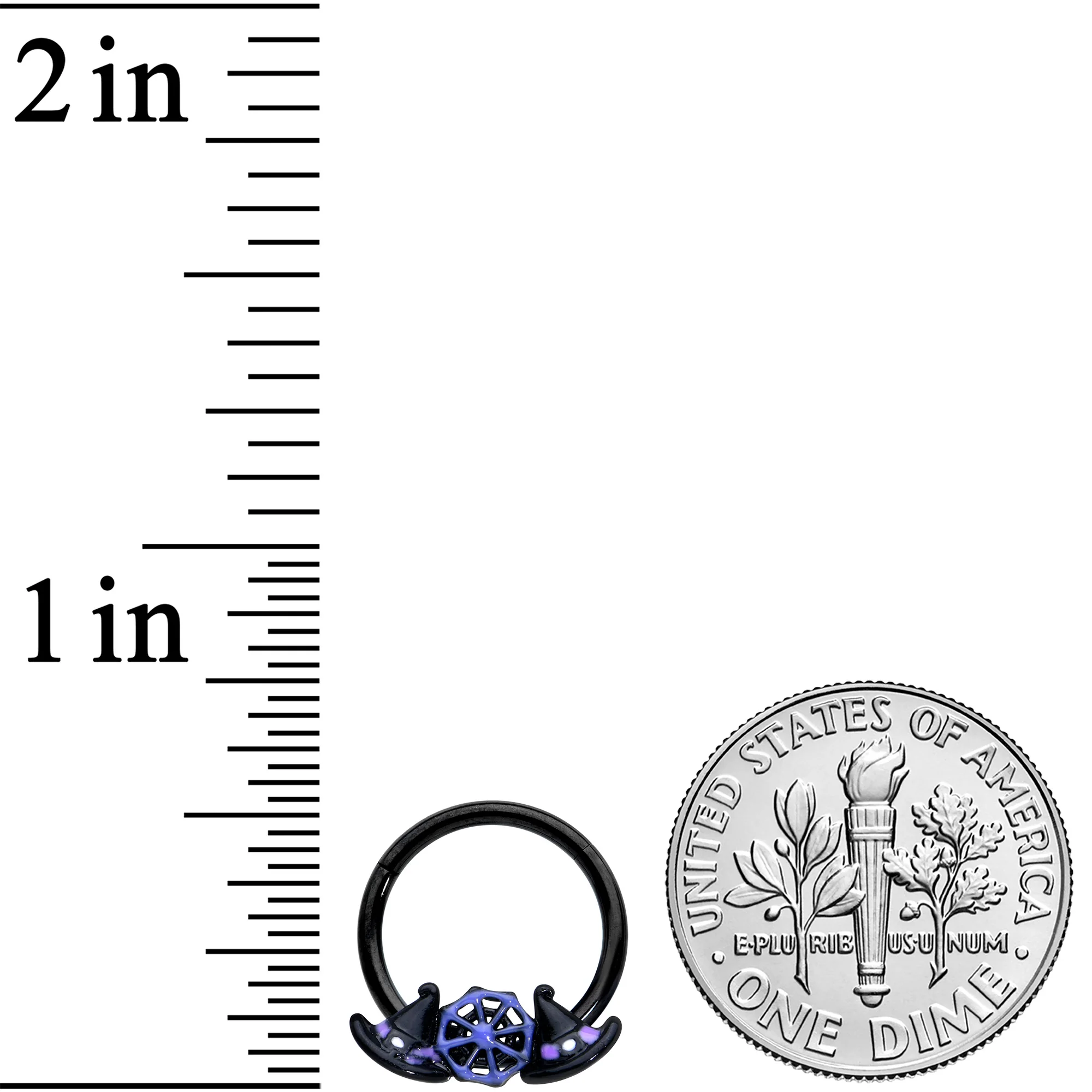 16G 3/8 Black Spider Web Witch Hat Halloween Hinged Segment Ring - Image 3