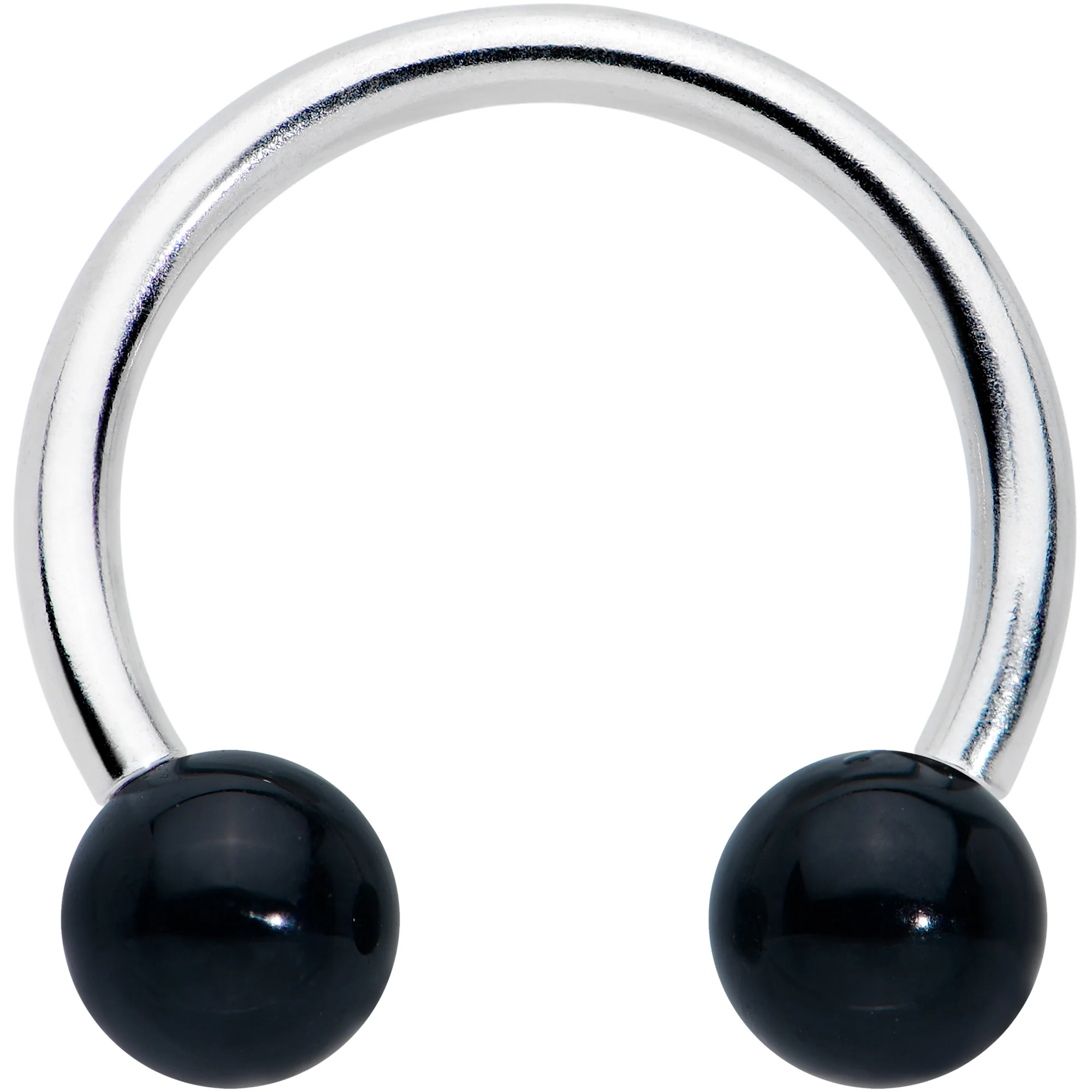 16G 3/8 Black Stone Ball End Internally Threaded Horseshoe