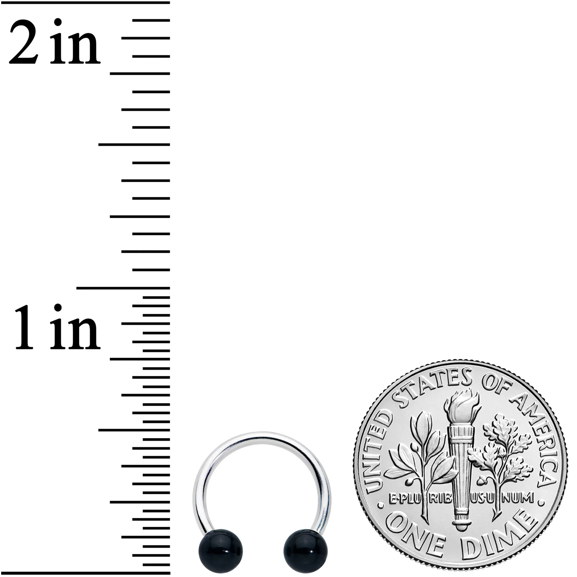 16G 3/8 Black Stone Ball End Internally Threaded Horseshoe - Image 3