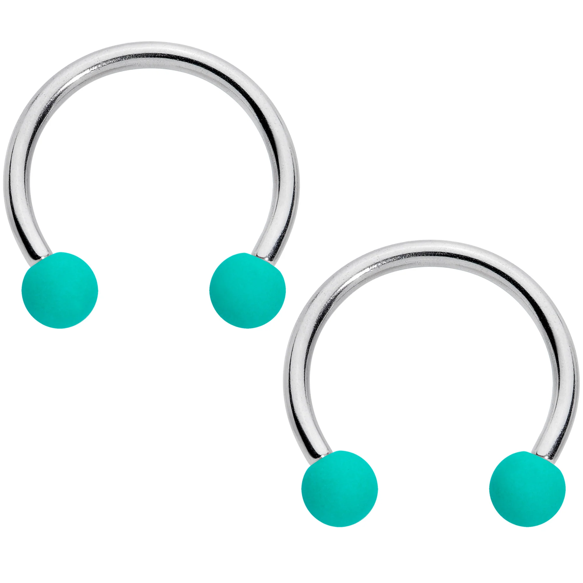 16G 3/8 Black Teal Matte Horseshoe Circular Barbell Set of 4 - Image 4