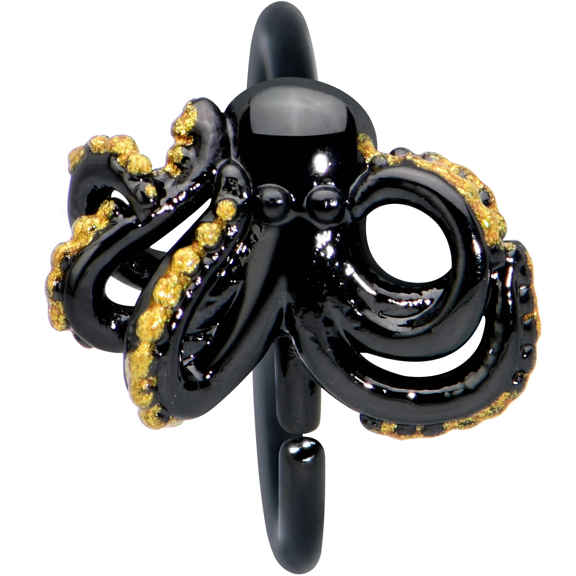 20G 5/16 Black Understated Octopus Cartilage Closure Ring - Image 2
