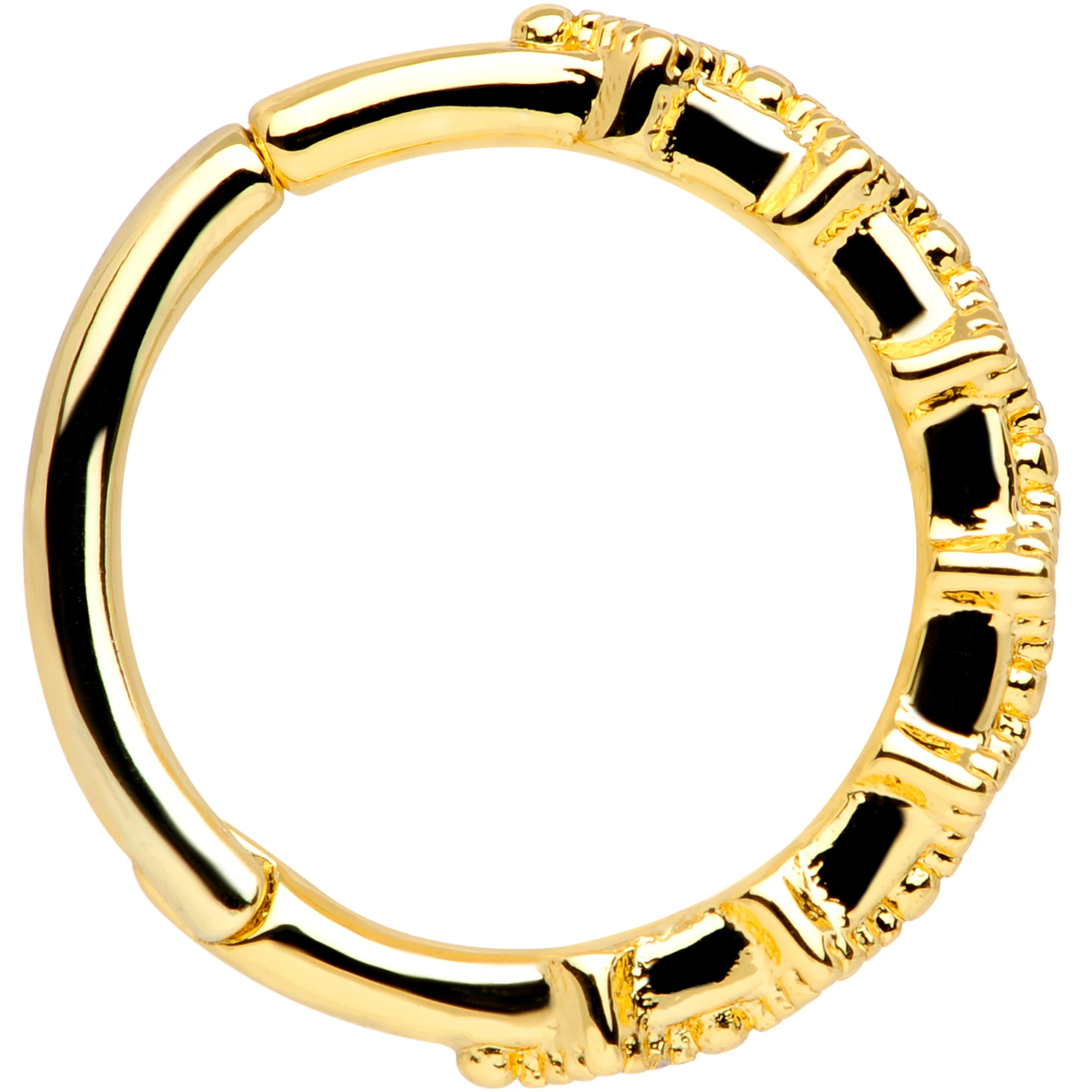 16G 3/8 Blue Gem Gold Tone Elegance Hinged Segment Ring - Image 2