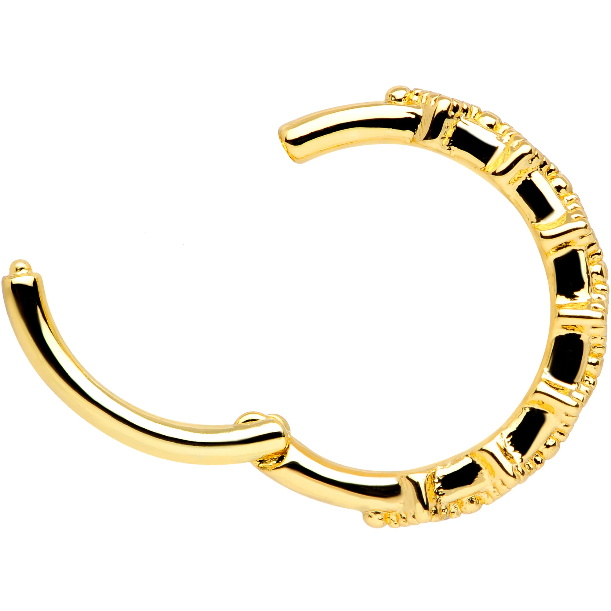 16G 3/8 Blue Gem Gold Tone Elegance Hinged Segment Ring - Image 3