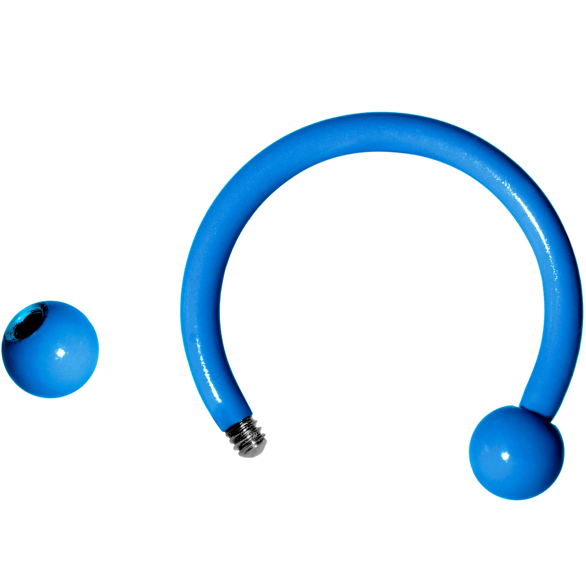 16G 3/8 Blue Glow in the Dark Horseshoe Curved Barbell Set - Image 2