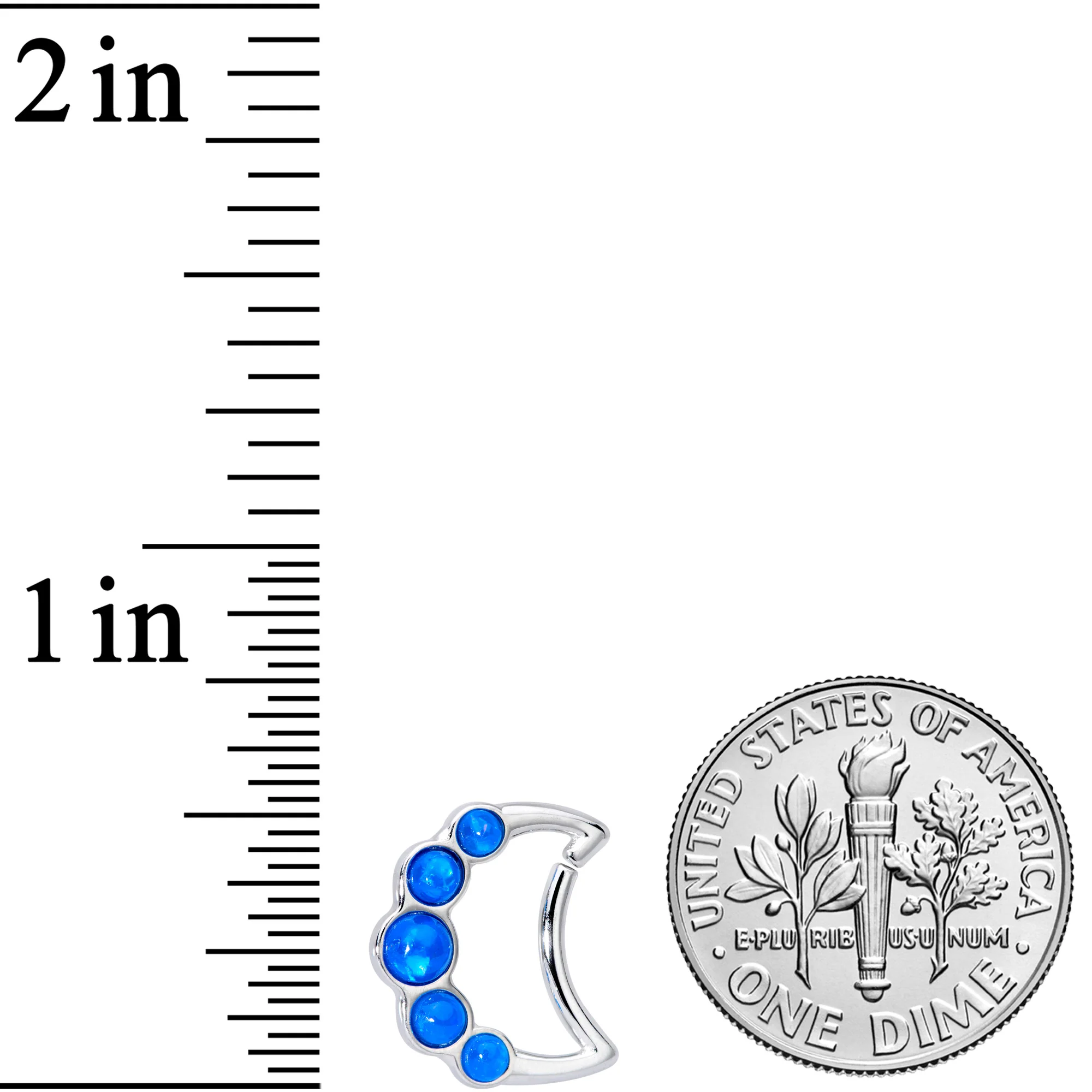 16G 3/8 Blue Moon Right Ear Closure Ring - Image 2