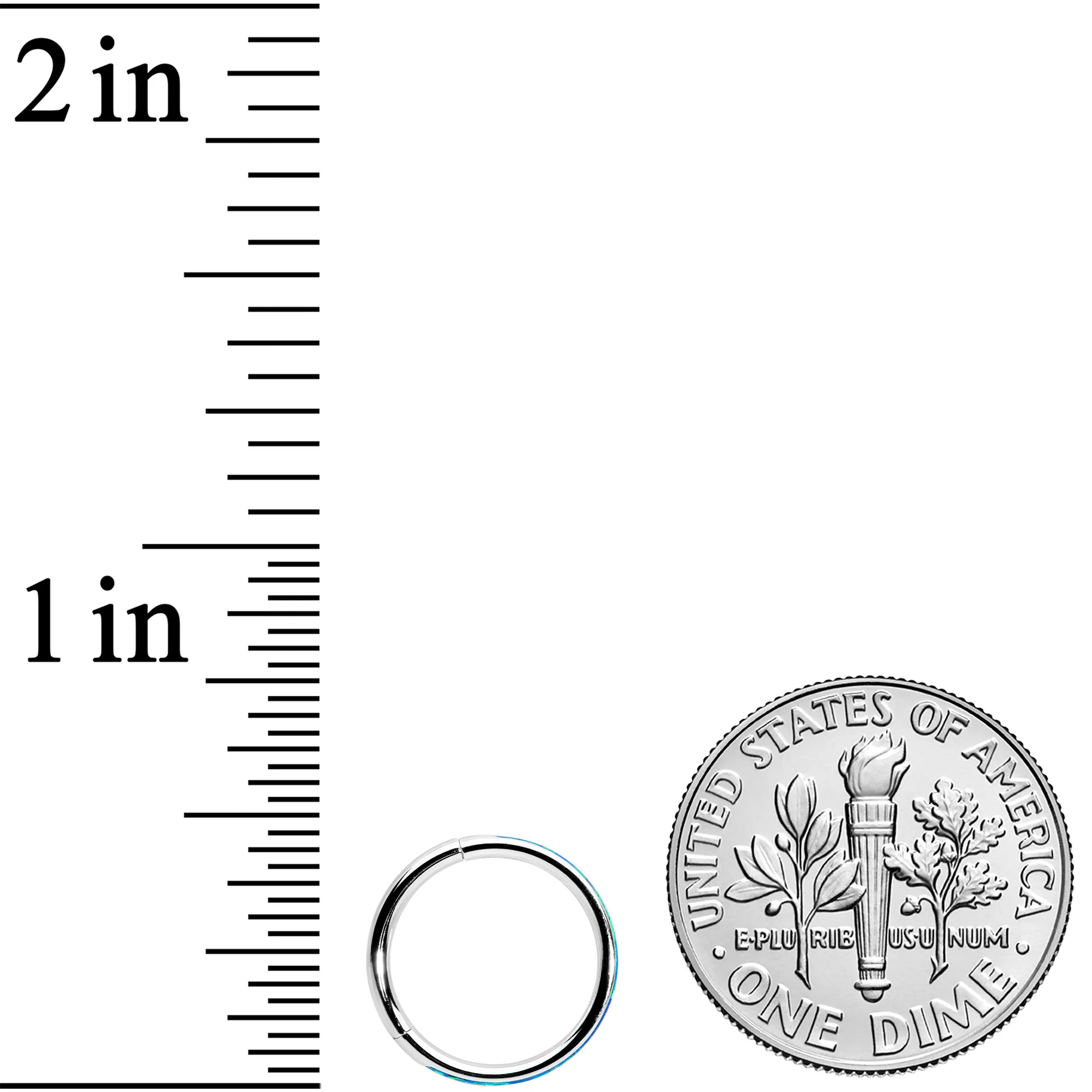 16G 3/8 Blue Synthetic Opal Forward Facing Hinged Segment Ring - Image 4