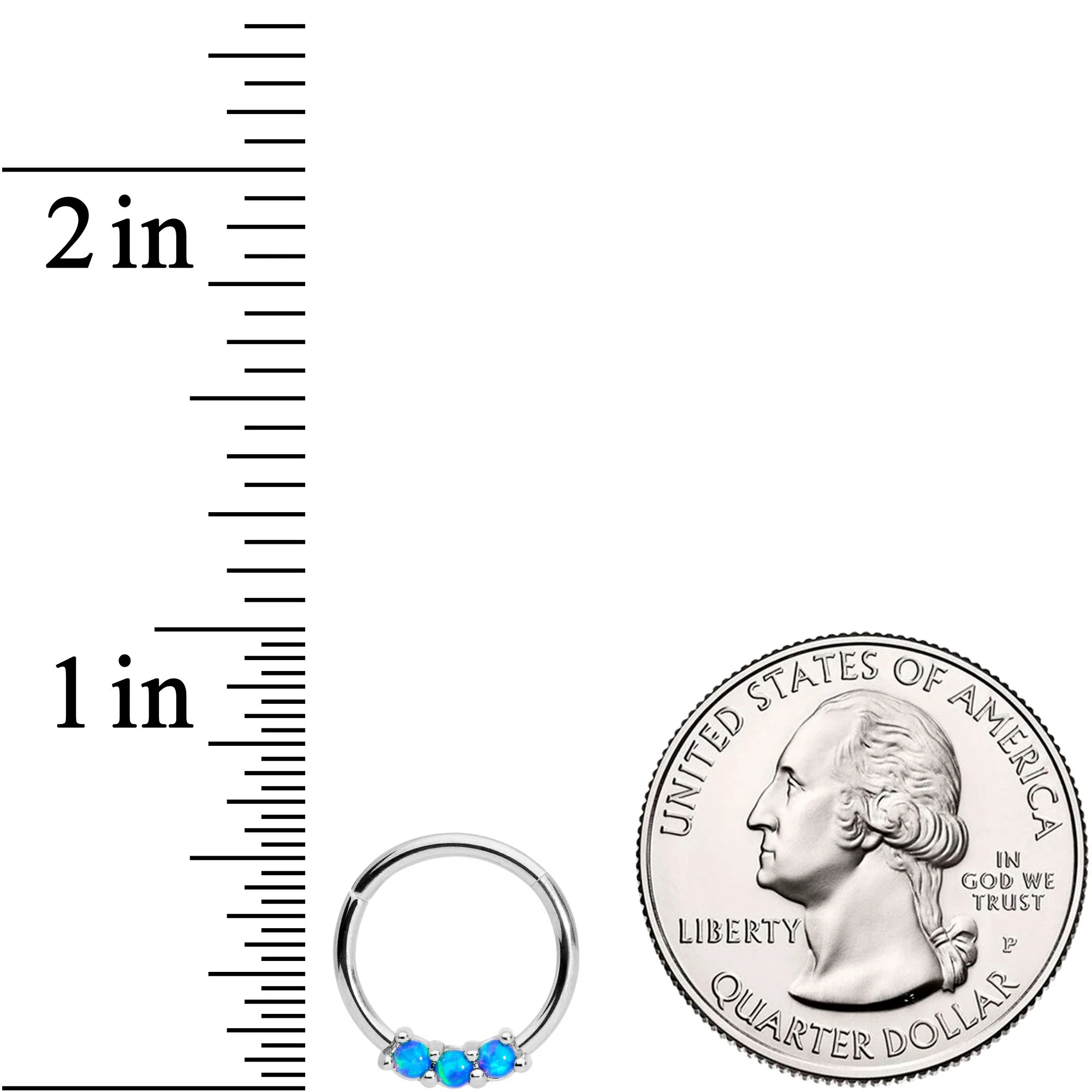 16G 3/8 Blue Synthetic Opal Hinged Segment Ring - Image 3