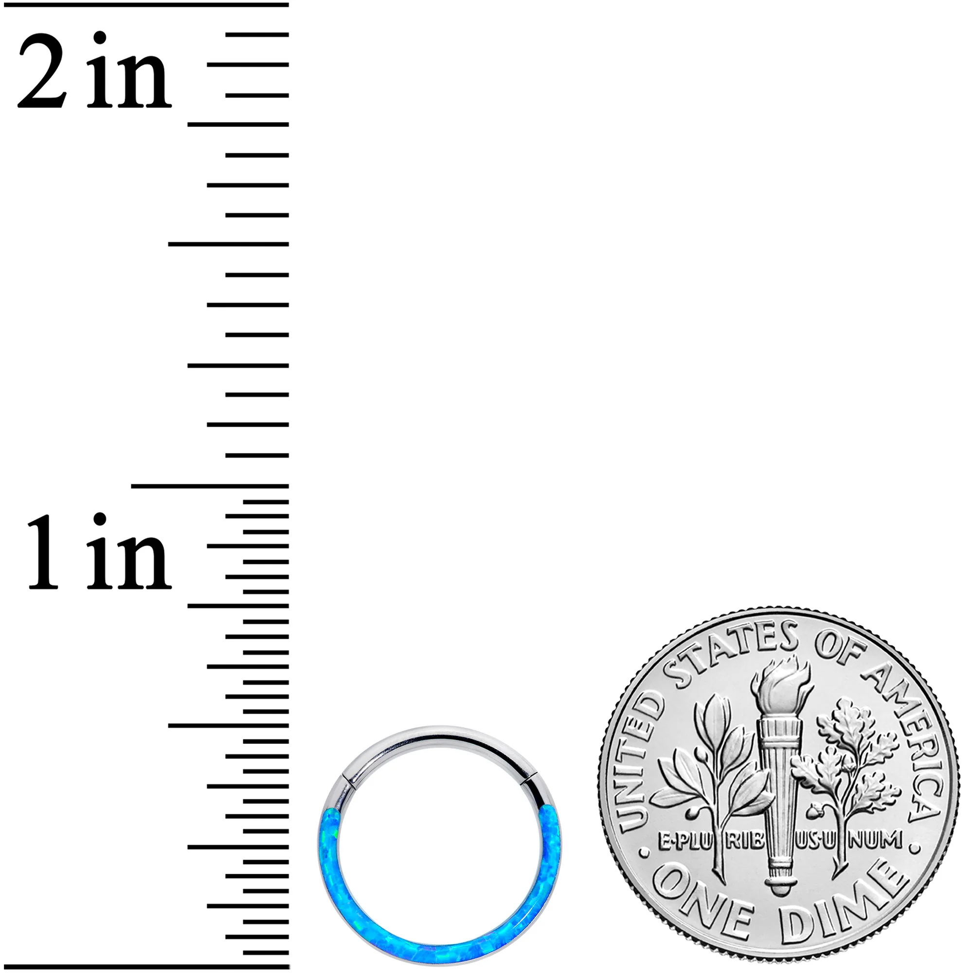 16G 3/8 Blue Synthetic Opal Implant Grade Titanium Segment Ring - Image 3
