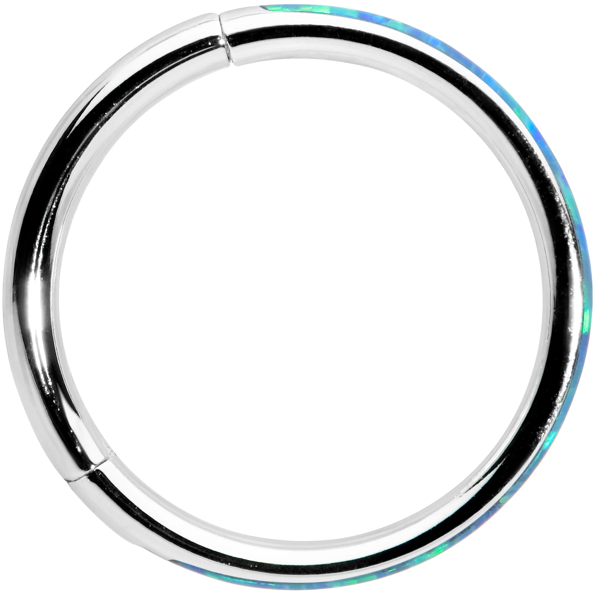 16G 3/8 Blue Synthetic Opal Sleek Forward Facing Segment Ring - Image 2