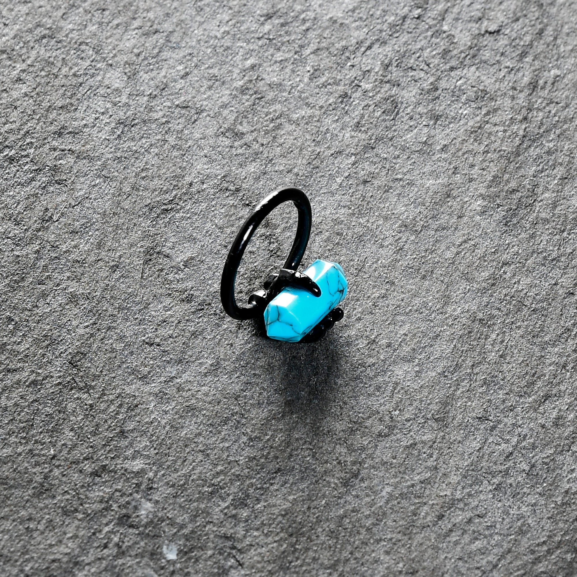 16G 3/8 Blue Turquoise Black Claw Obelisk Hinged Segment Ring - Image 5