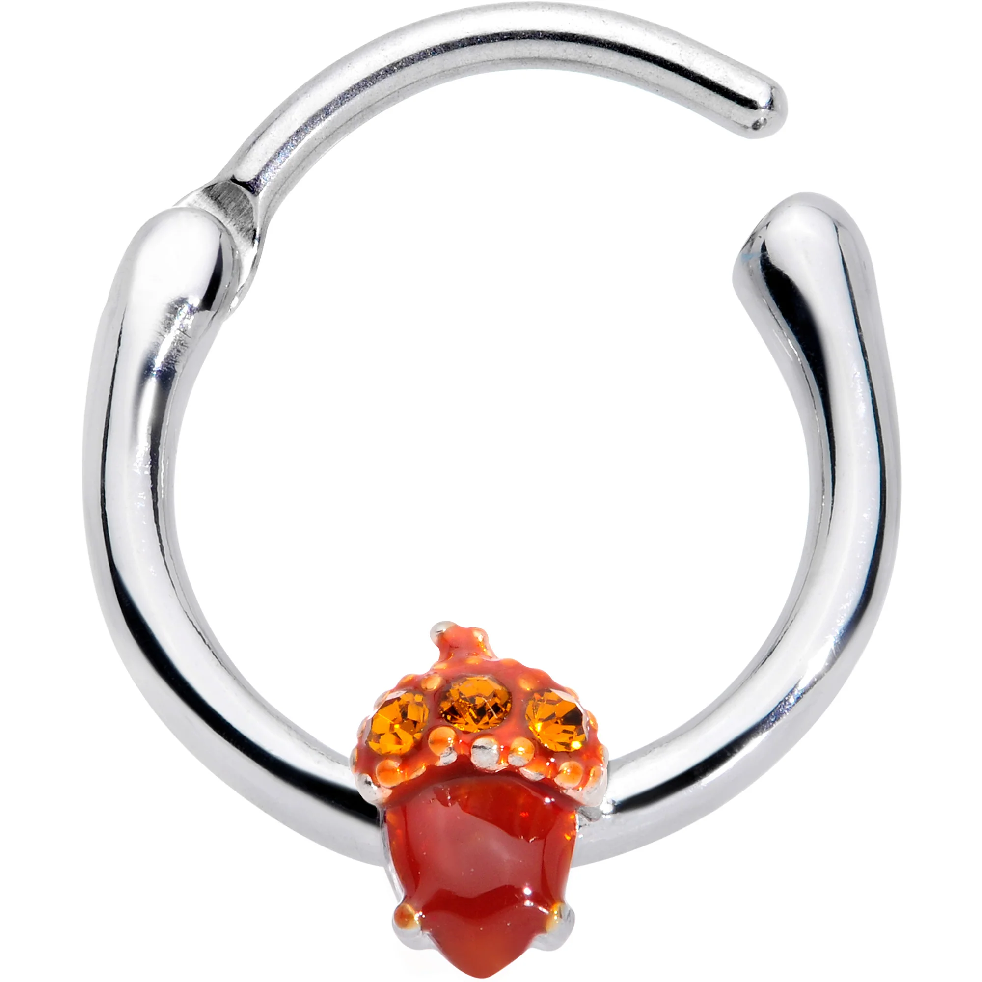 16G 3/8 Brown Gem Fall Autumn Acorn Cartilage Clicker - Image 2