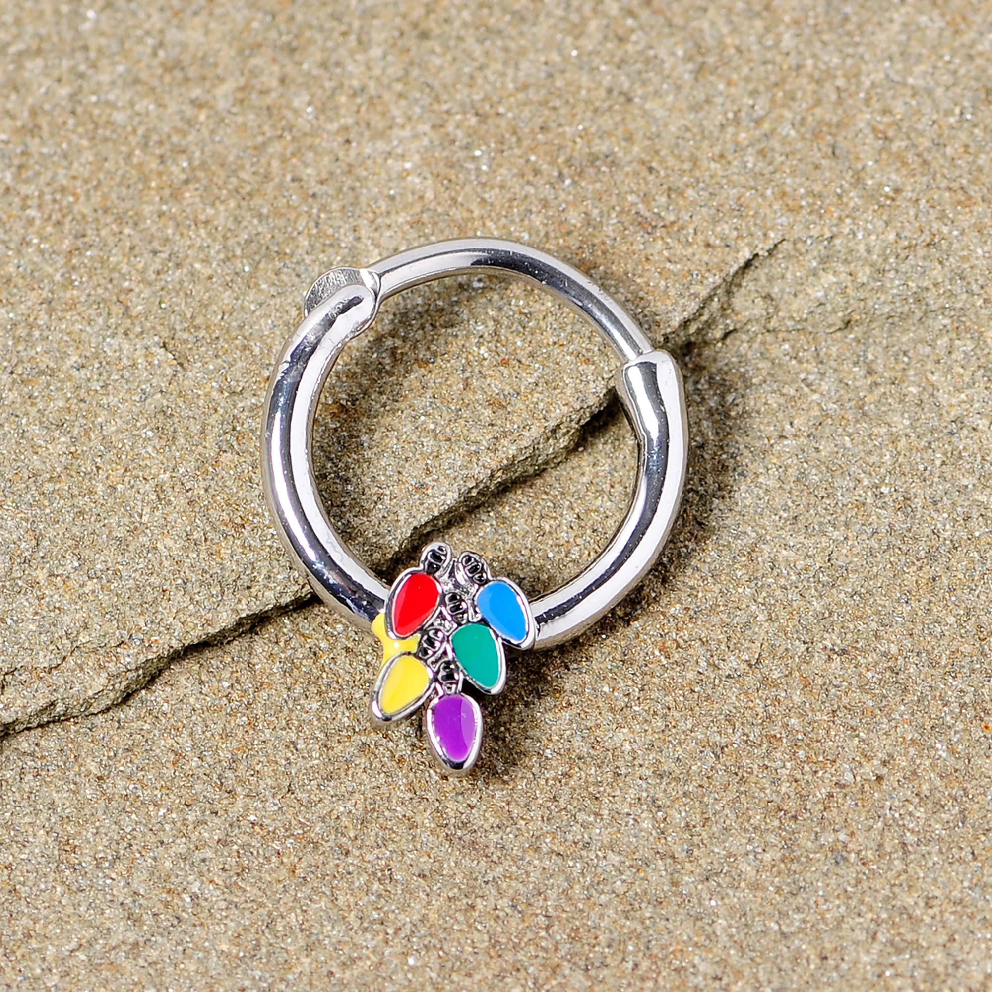 16G 3/8 Christmas Lights Holiday Septum Clicker - Image 4
