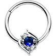 16G 3/8 Clear Blue Gem Oval Swirl Hinged Segment Ring - Image 5