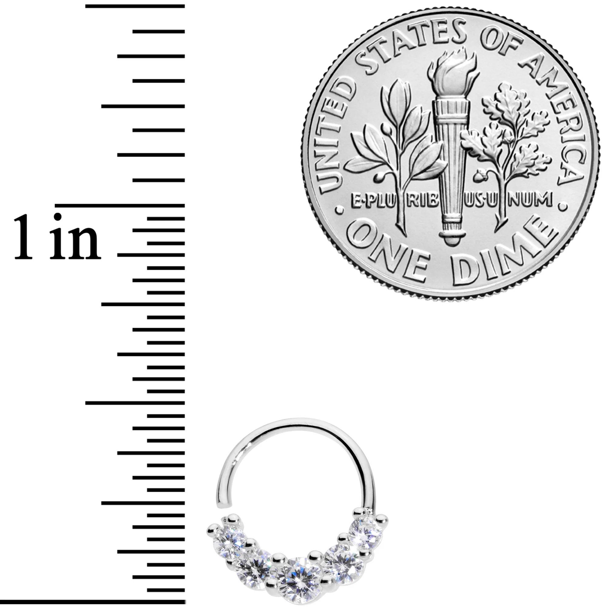16G 3/8 Clear CZ Gem Cluster Closure Ring - Image 3