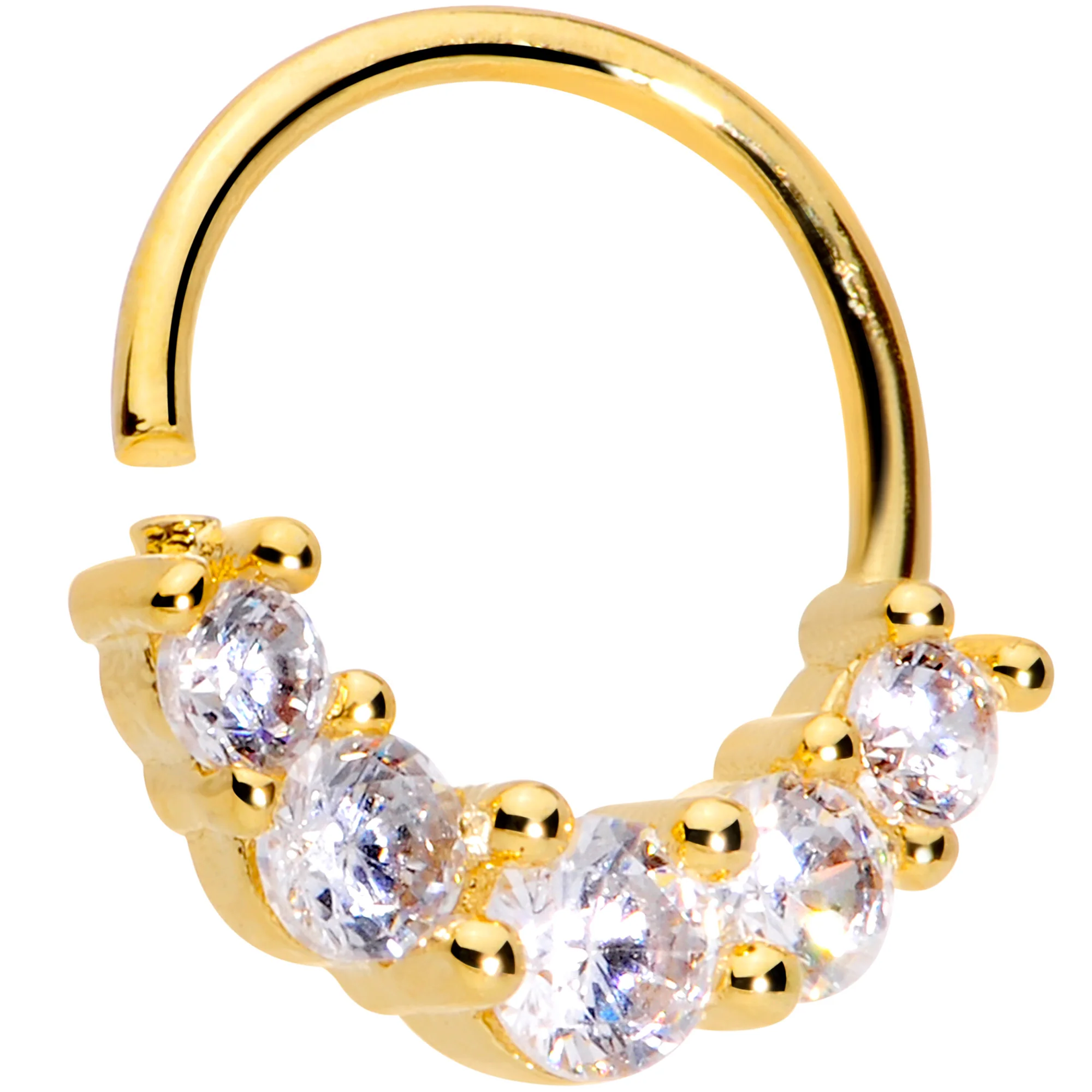 16G 3/8 Clear CZ Gem Cluster Gold Tone Closure Ring - Image 2