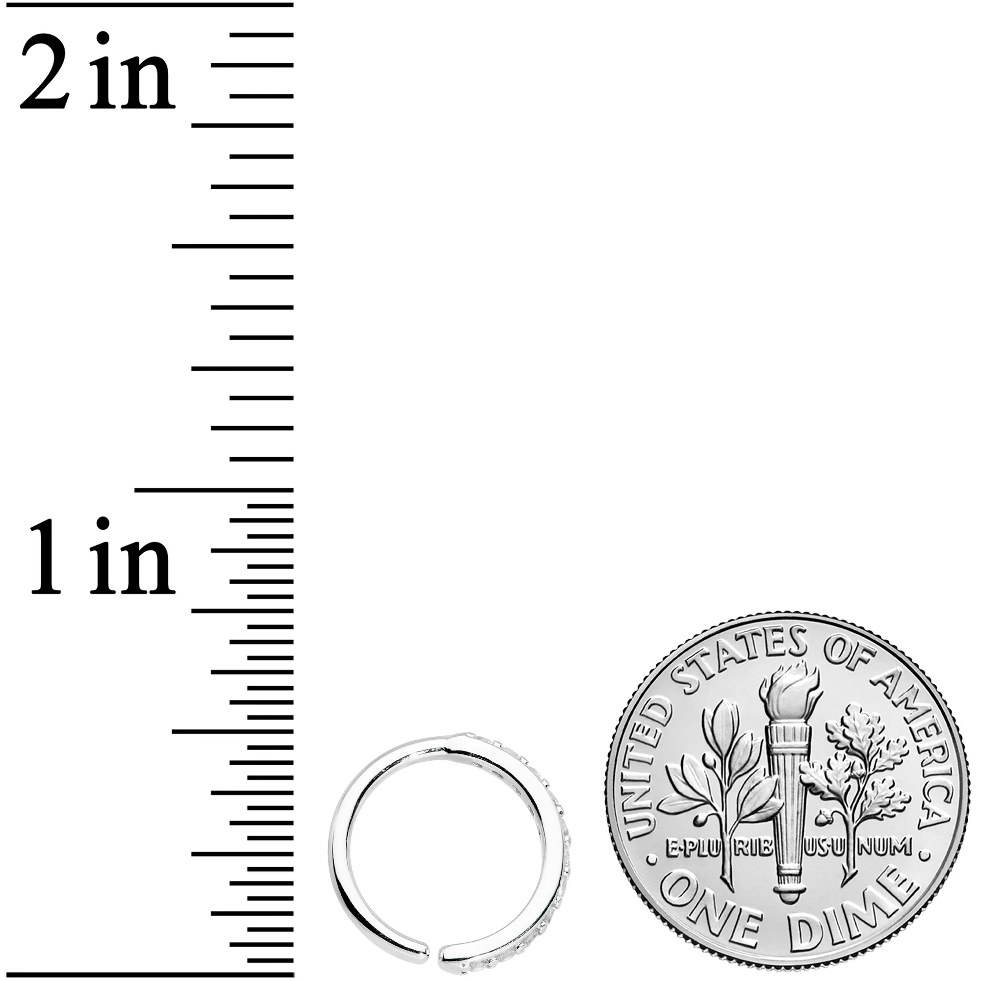 16G 3/8 Clear CZ Gem Forward Facing Closure Ring - Image 3