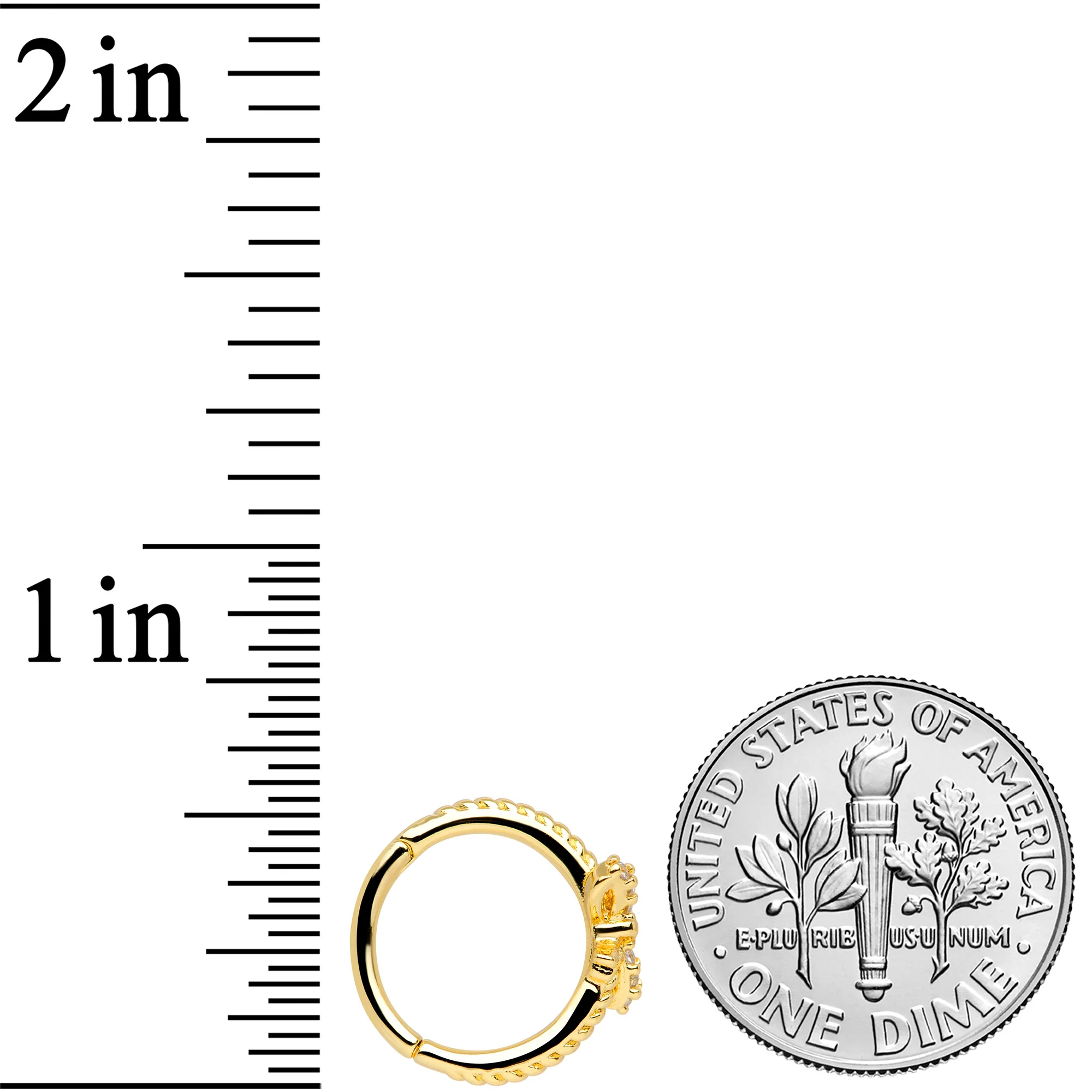 16G 3/8 Clear CZ Gem Gold Tone Bow Hinged Segment Ring - Image 4