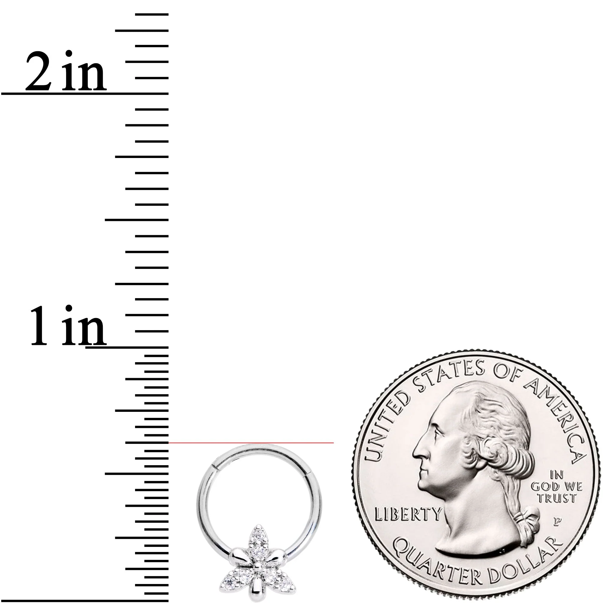 16G 3/8 Clear CZ Gem Triquetra Hinged Segment Ring - Image 3