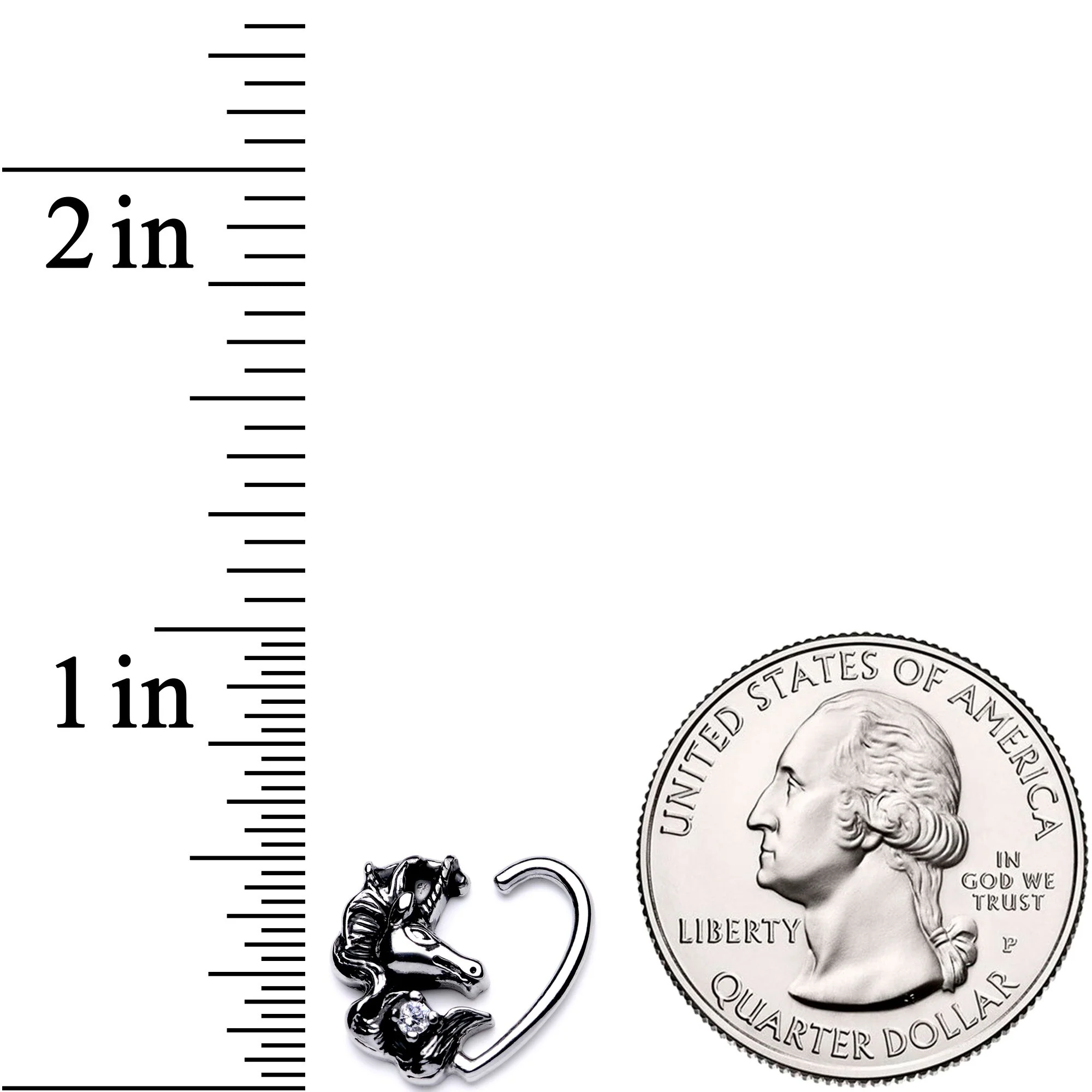 16G 3/8 Clear CZ Unicorn Right Heart Closure Ring - Image 2