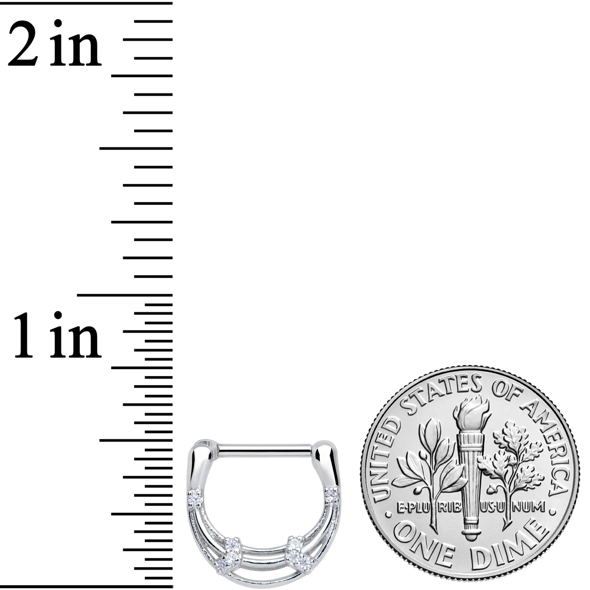 16G 3/8 Clear Gem Bands Open Loops Septum Clicker - Image 4