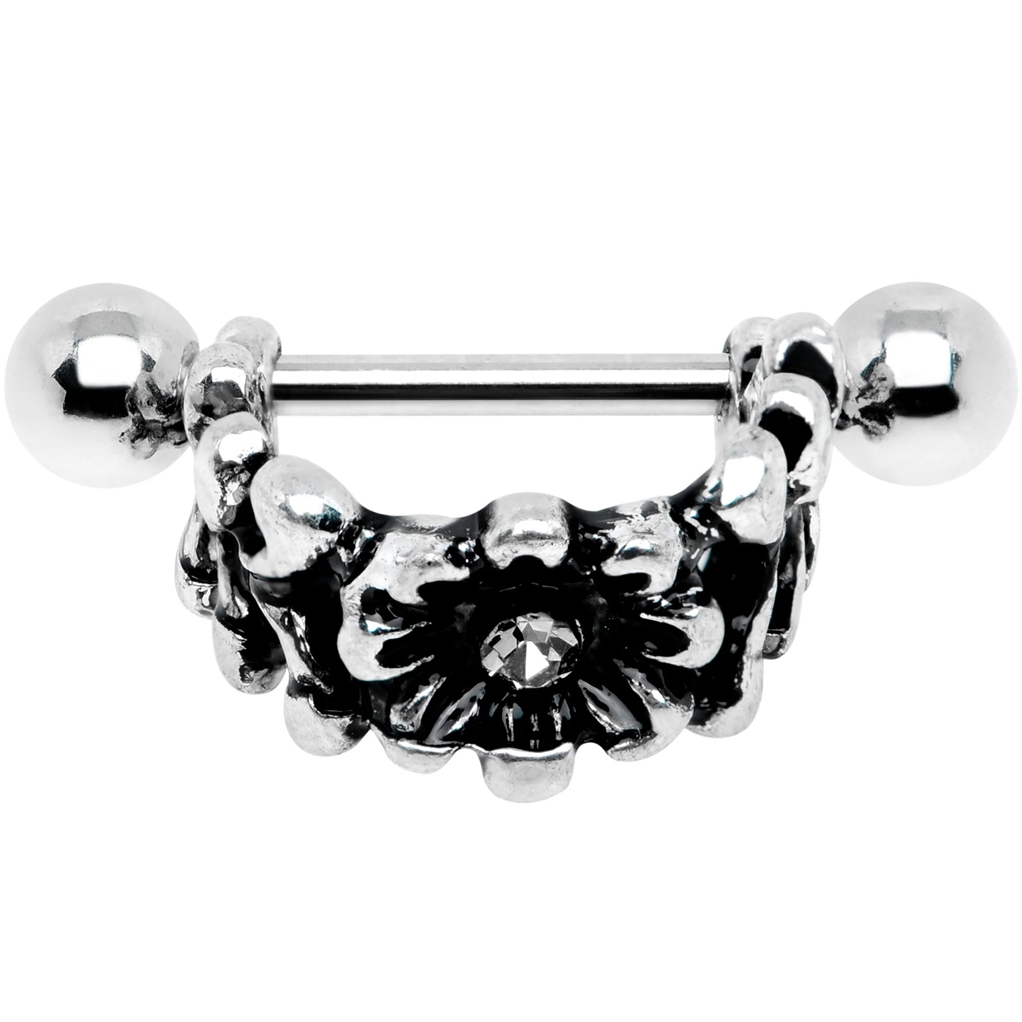 16G 3/8 Clear Gem Floral Wreath Cuff Cartilage Earring
