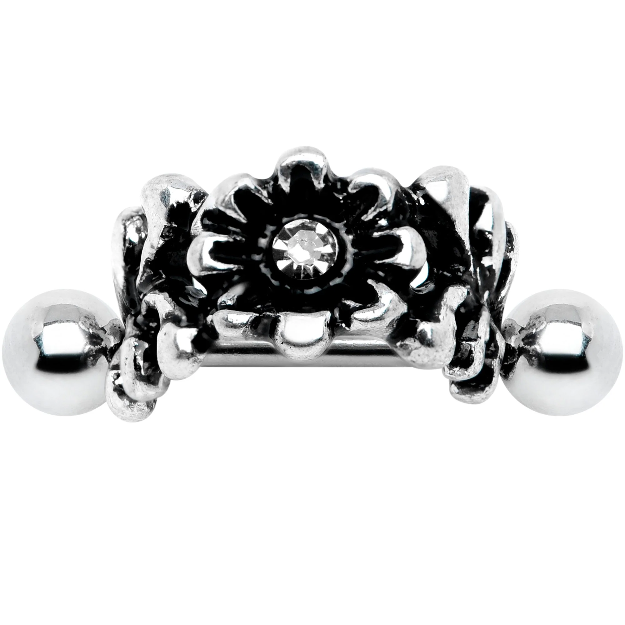 16G 3/8 Clear Gem Floral Wreath Cuff Cartilage Earring - Image 3
