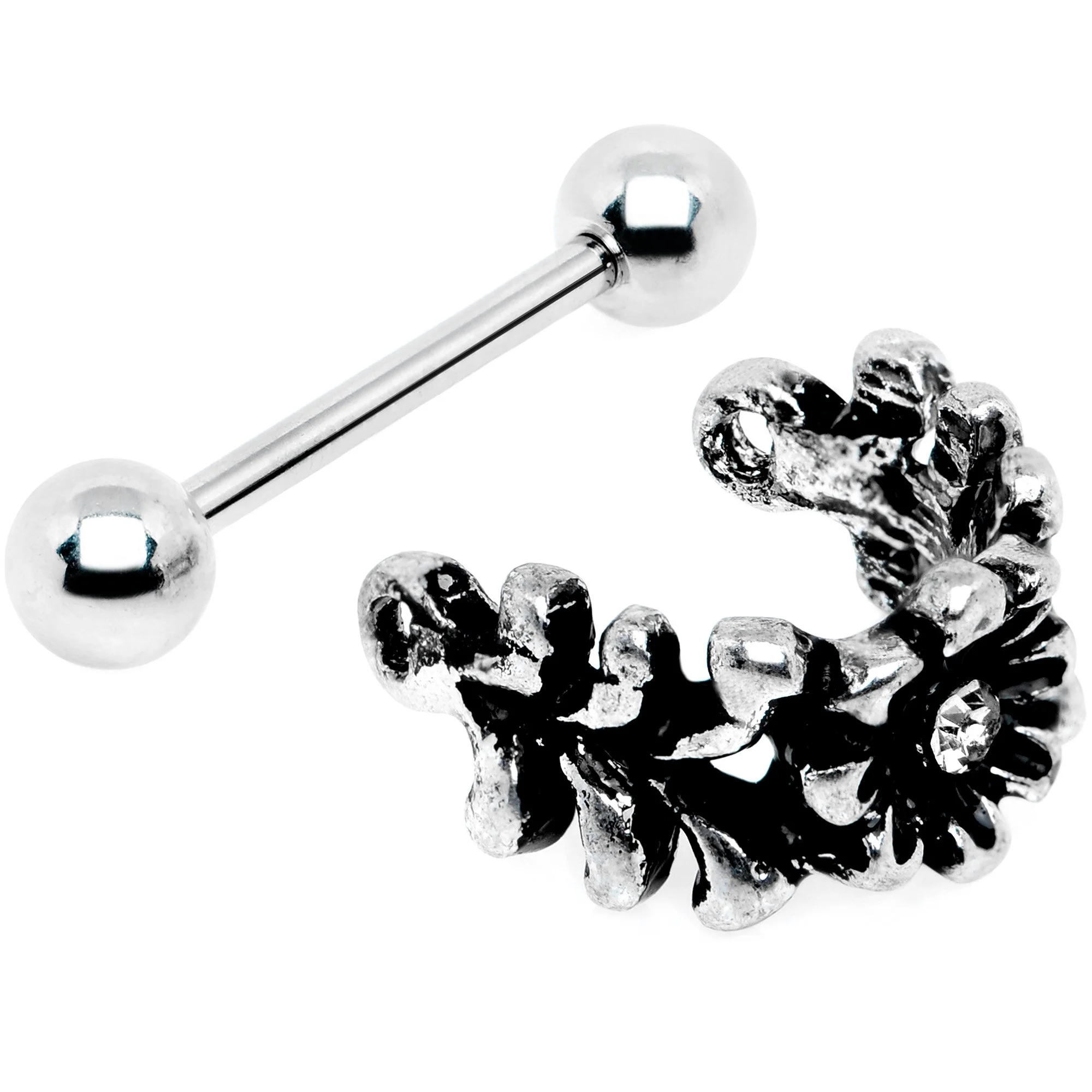 16G 3/8 Clear Gem Floral Wreath Cuff Cartilage Earring - Image 4