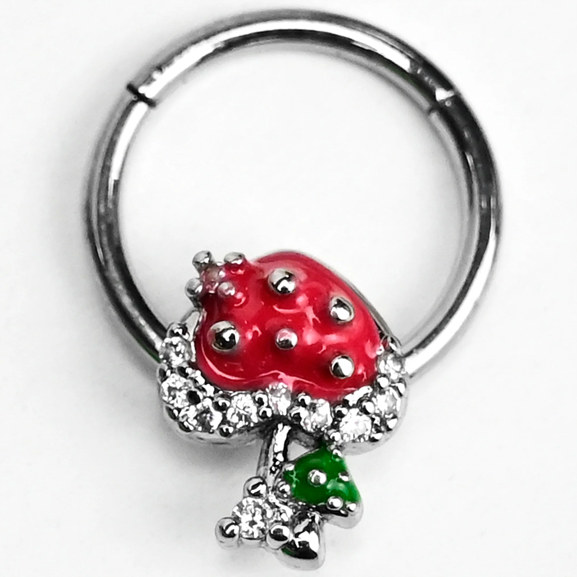 16G 3/8 Clear Gem Glamour Shroom Hinged Segment Ring