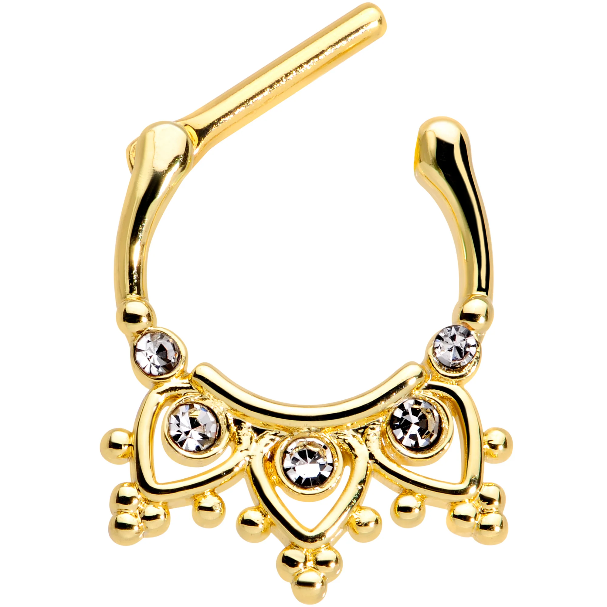 16G 3/8 Clear Gem Gold Tone Lacy Drama Cartilage Clicker - Image 2