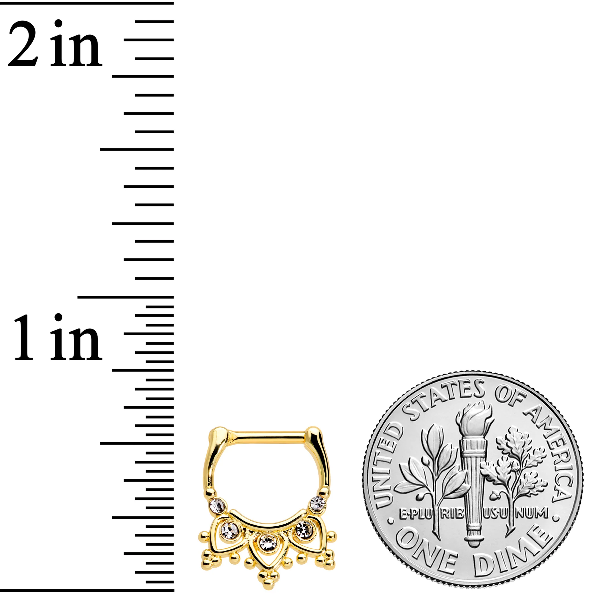 16G 3/8 Clear Gem Gold Tone Lacy Drama Cartilage Clicker - Image 3