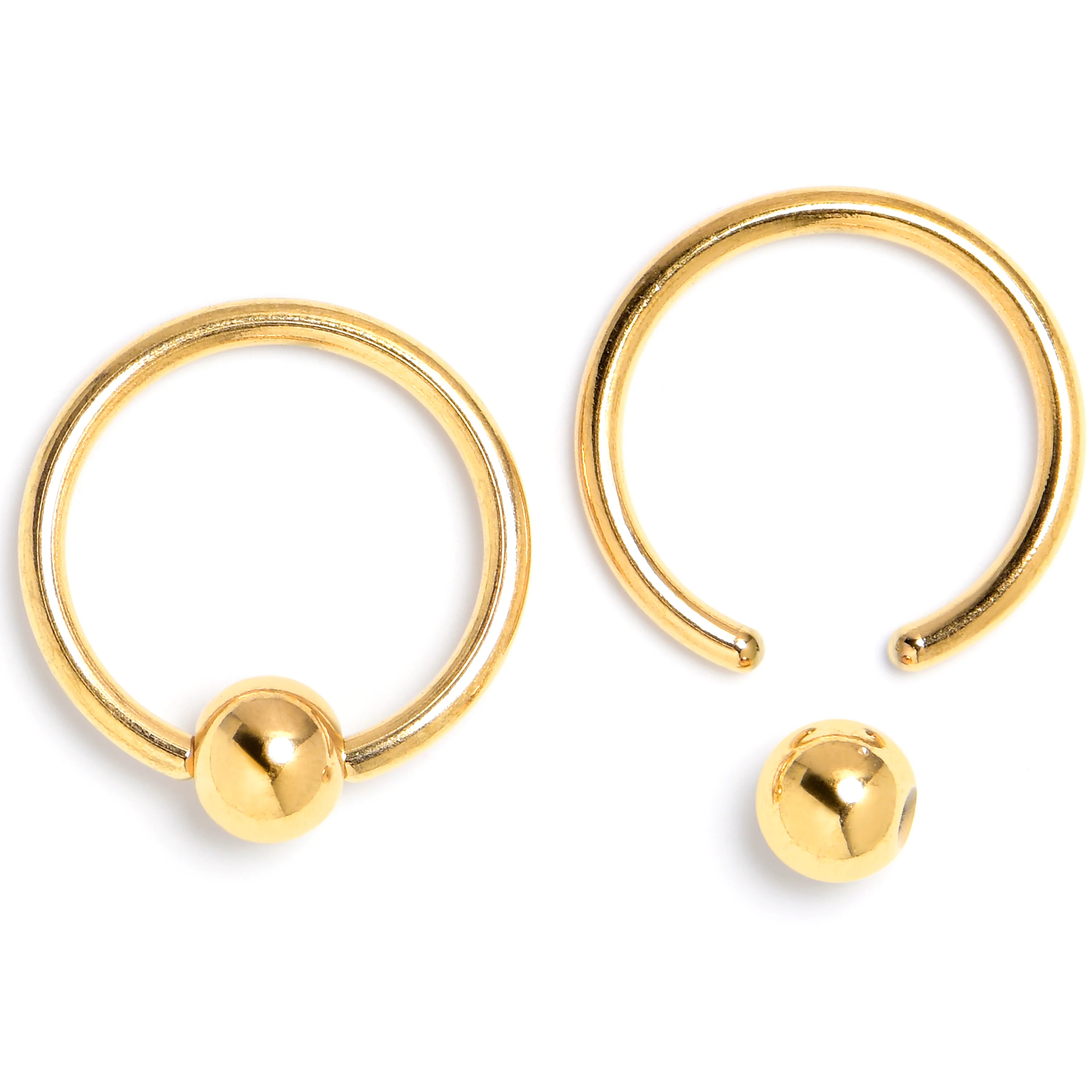 16G 3/8 Clear Gem Gold Tone Tiny Flower BCR Captive Ring Set of 4 - Image 3
