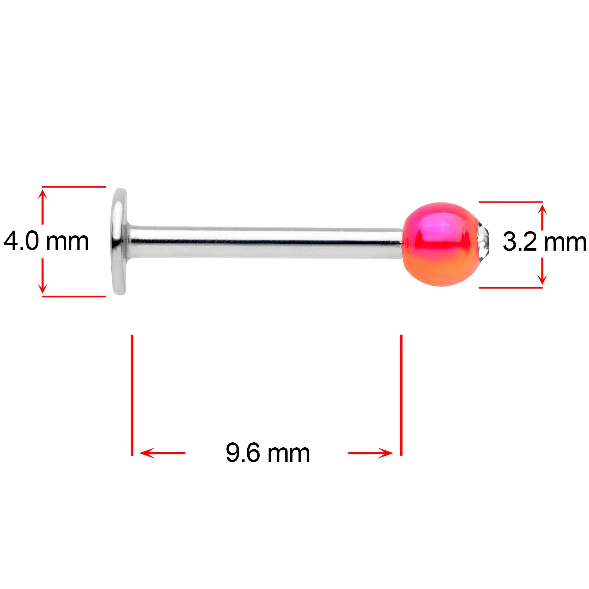 16G 3/8 Clear Gem Pink Pearlescent Labret Monroe Tragus - Image 3
