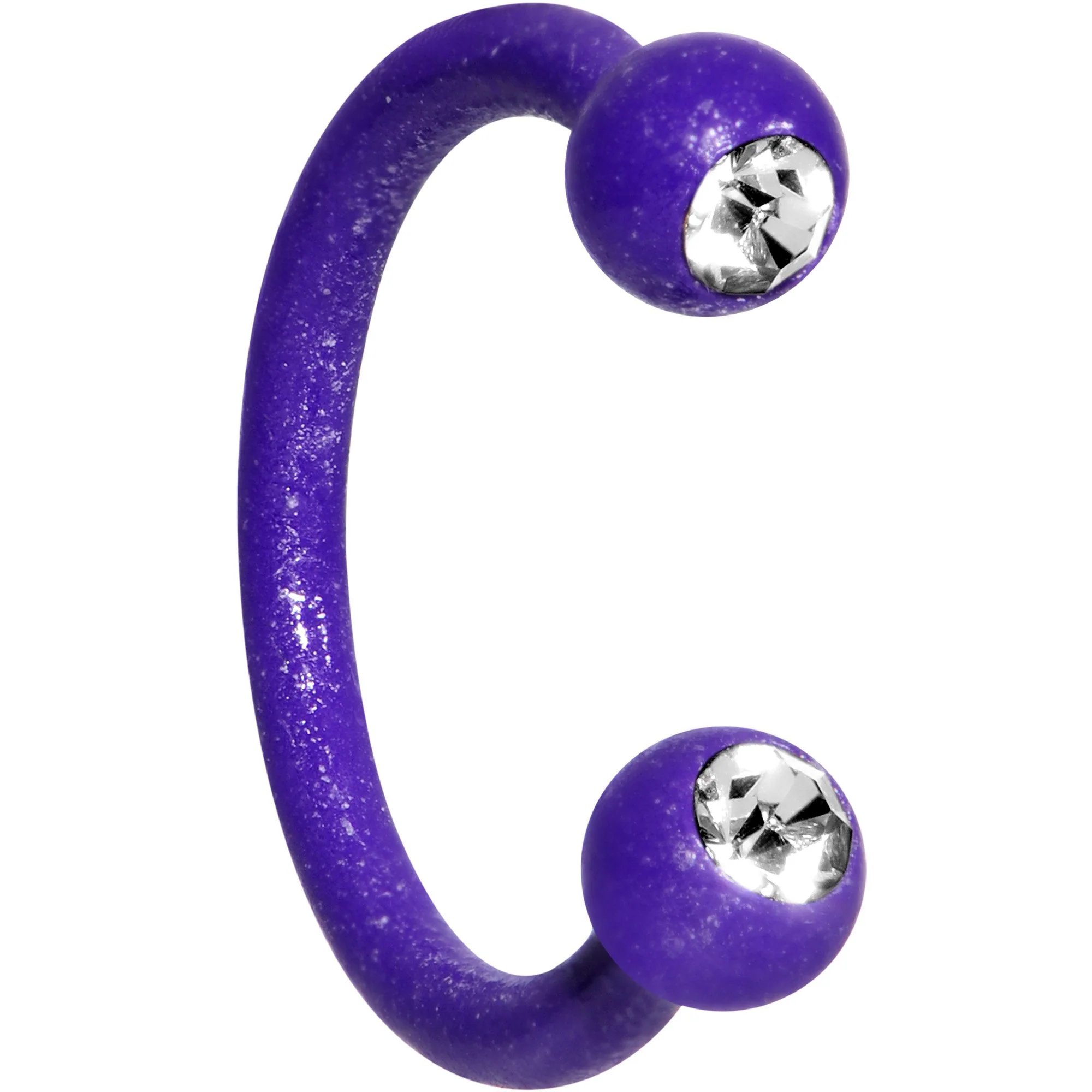 16G Clear Gem Purple Glow in the Dark Horseshoe Circular Barbell - Image 3