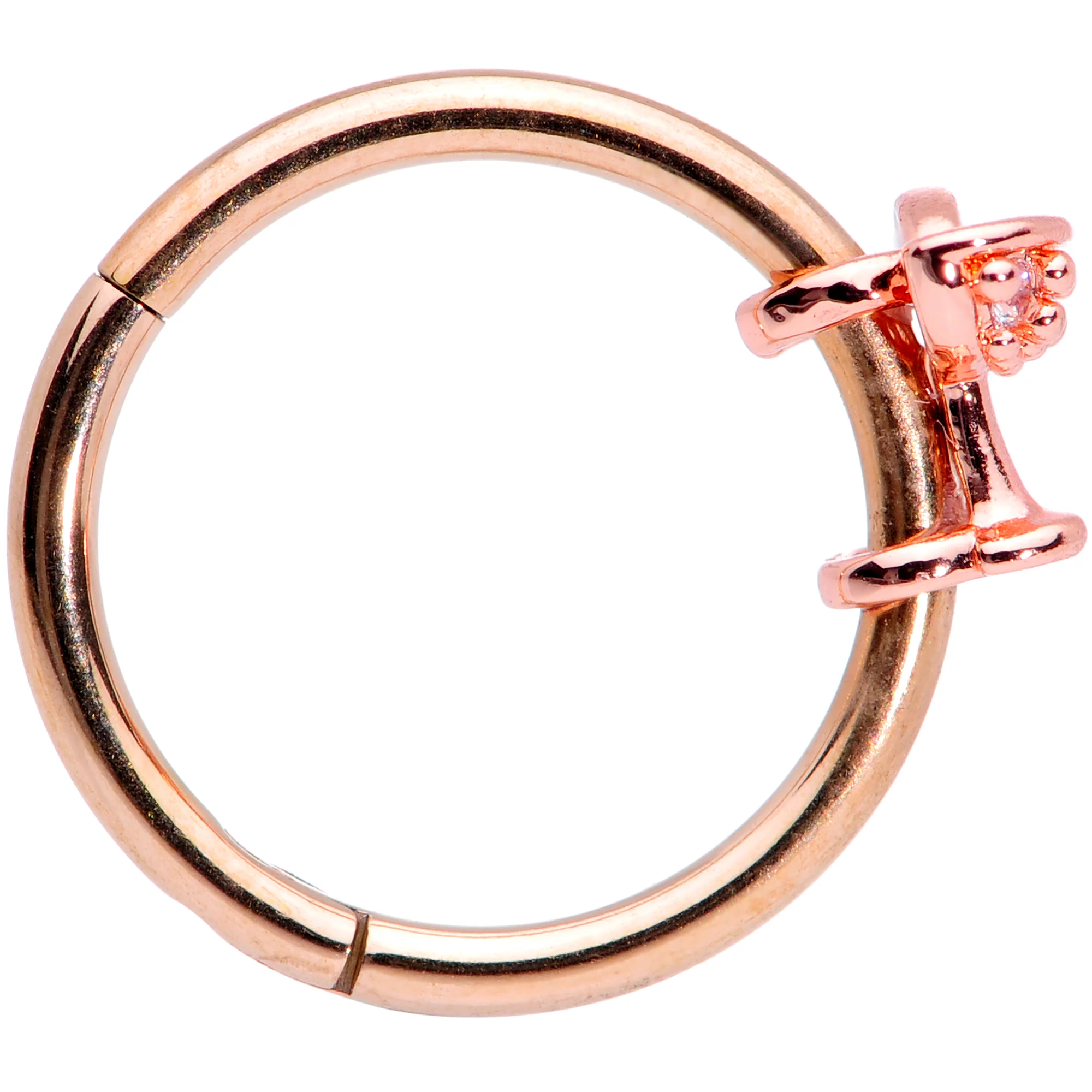 16G 3/8 Clear Gem Rose Gold Tone Cocktail New Year Septum Clicker - Image 2