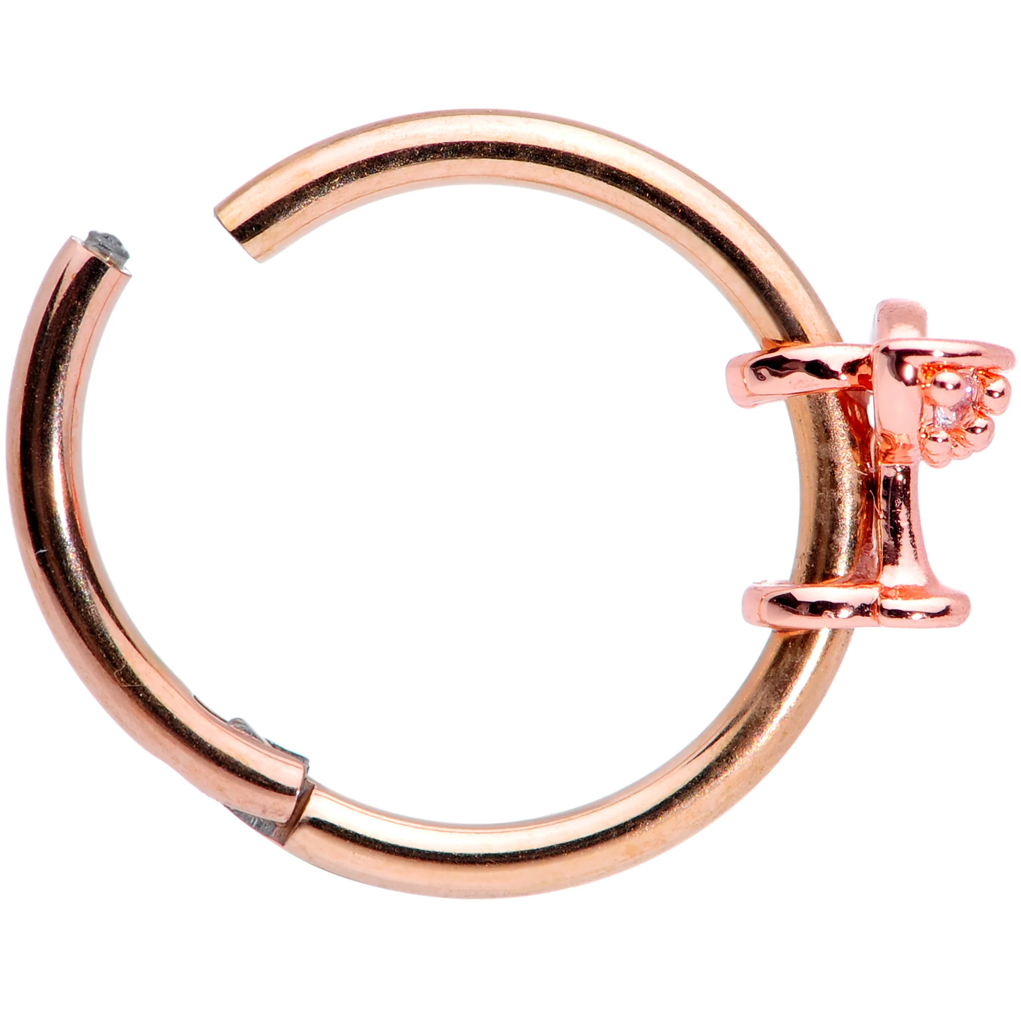 16G 3/8 Clear Gem Rose Gold Tone Cocktail New Year Septum Clicker - Image 4