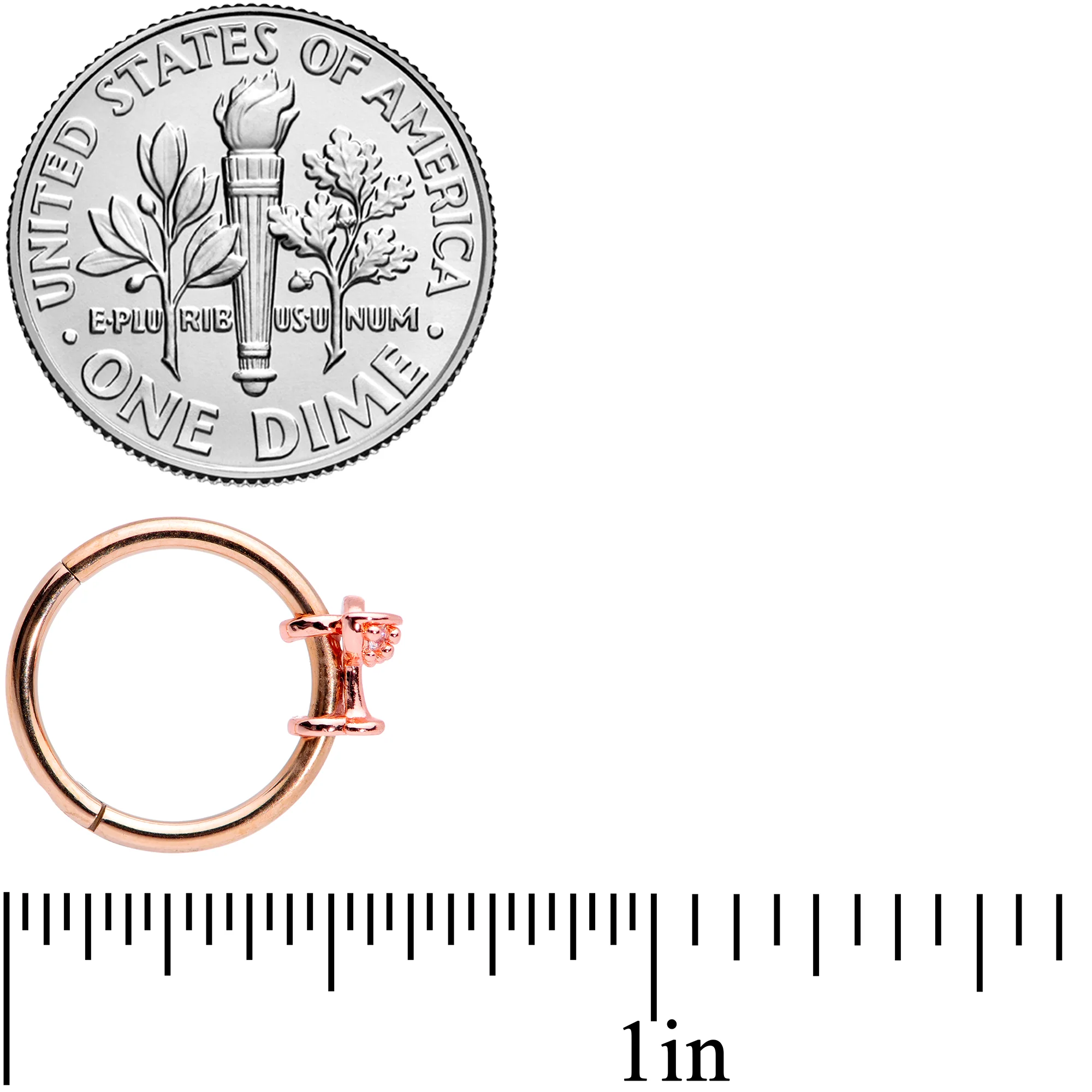 16G 3/8 Clear Gem Rose Gold Tone Cocktail New Year Septum Clicker - Image 5