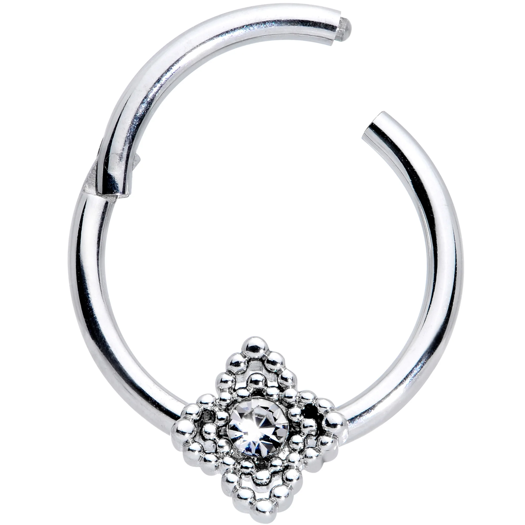 16G 3/8 Clear Gem Textured Cross Septum Clicker - Image 3