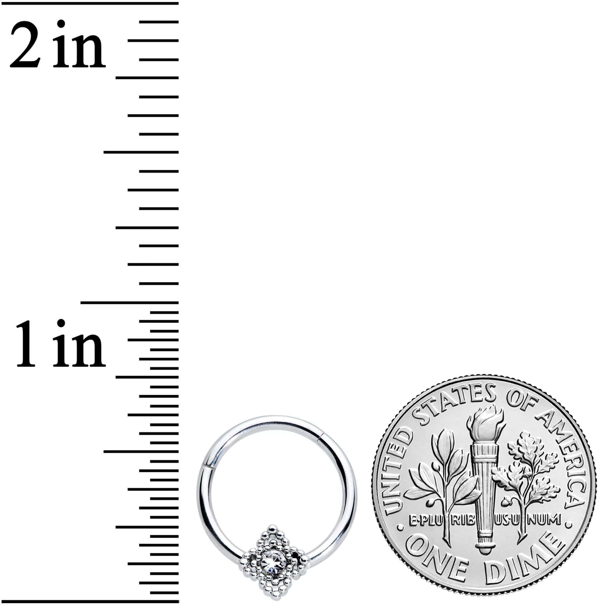 16G 3/8 Clear Gem Textured Cross Septum Clicker - Image 4