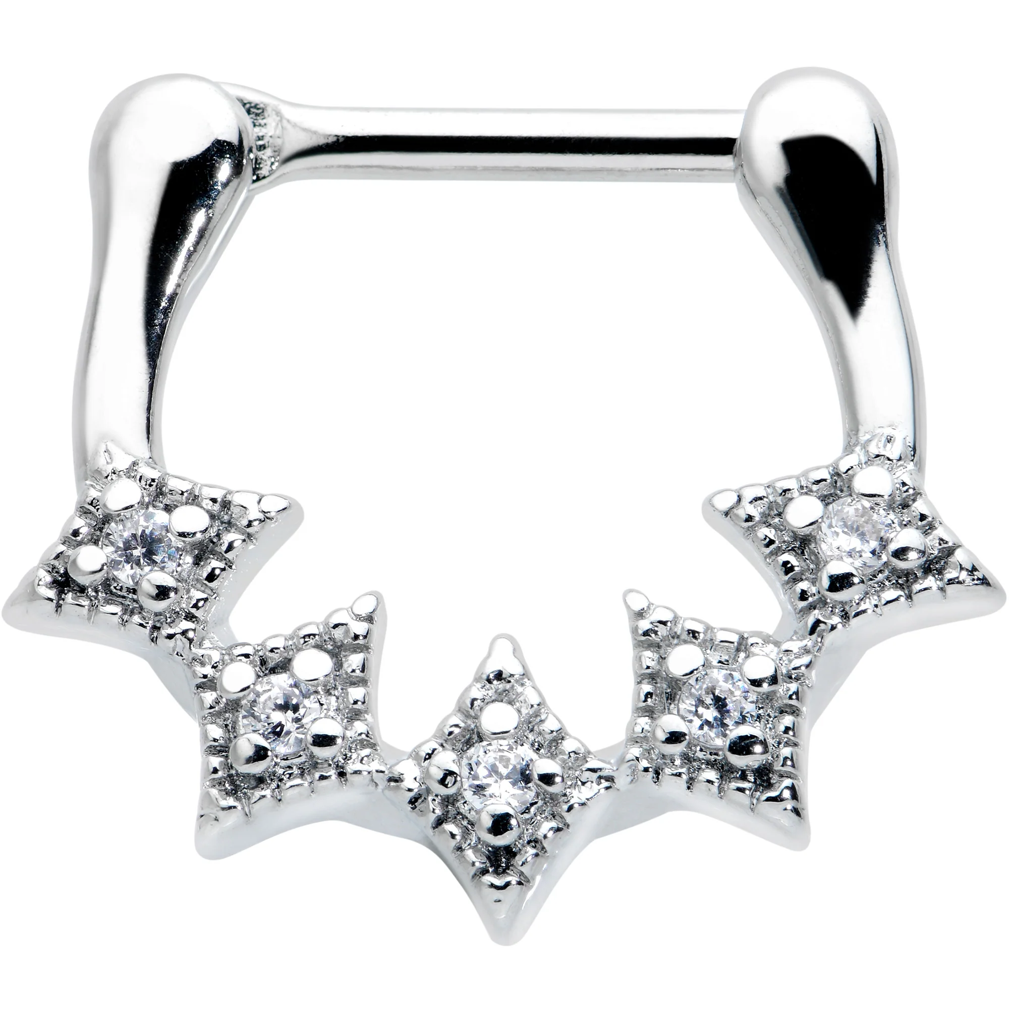 16G 3/8 Clear Gem Textured Rhombus Arc Cartilage Clicker Ring