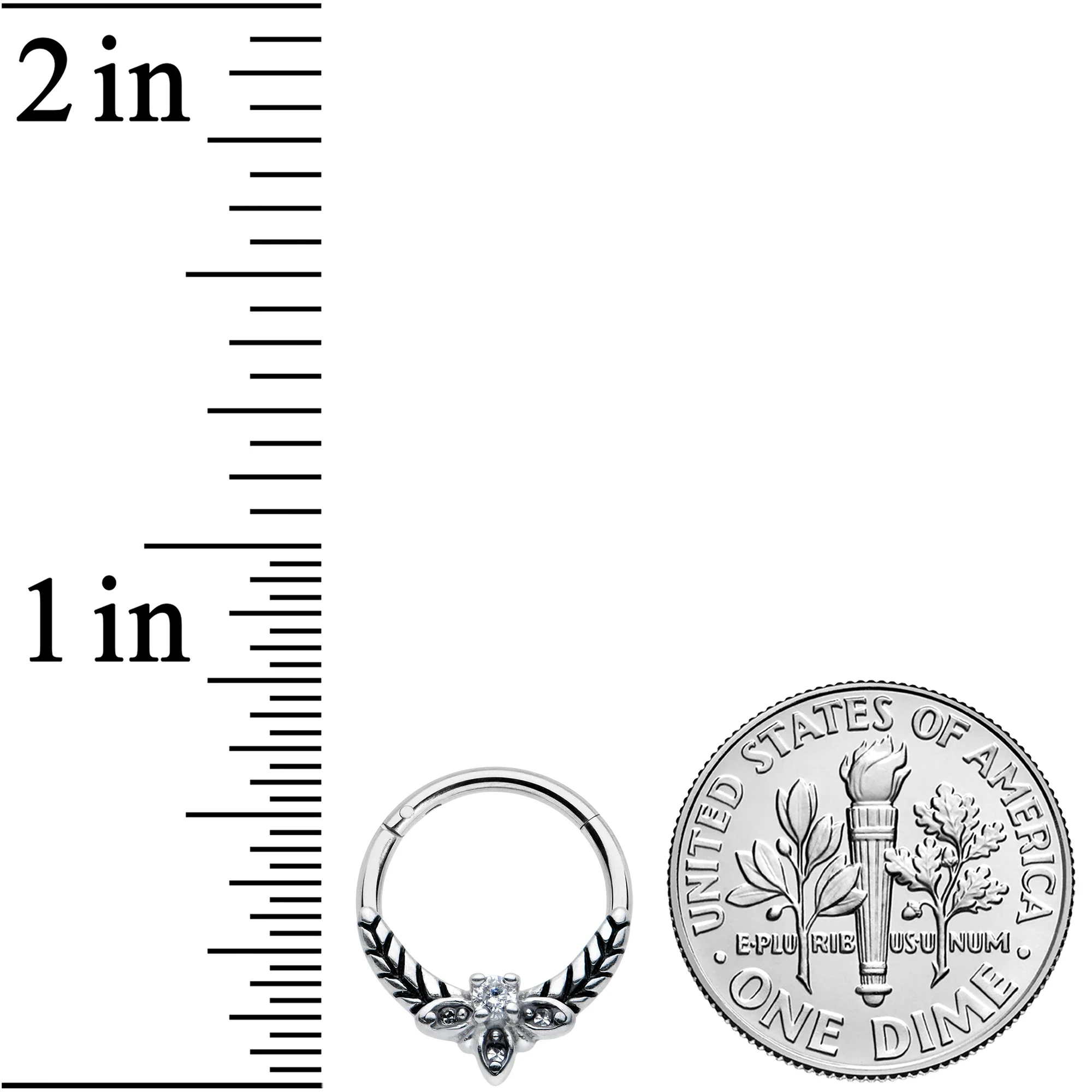 16G 3/8 Clear Gems Gothic Bee Hinged Segment Ring - Image 3
