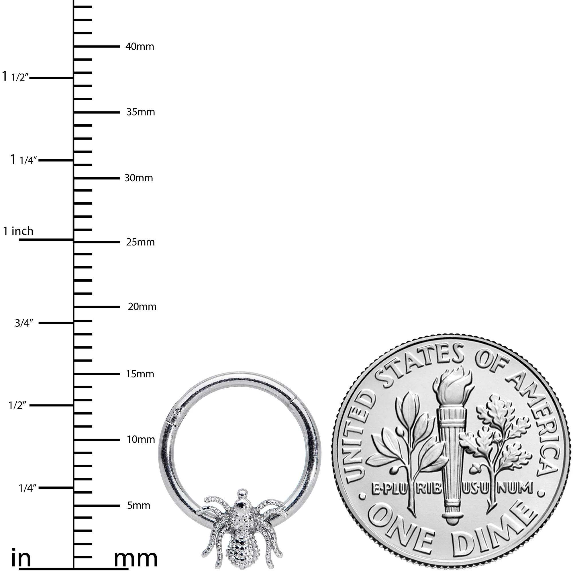 16G 3/8 Creepy Insect Halloween Hinged Segment Ring - Image 3