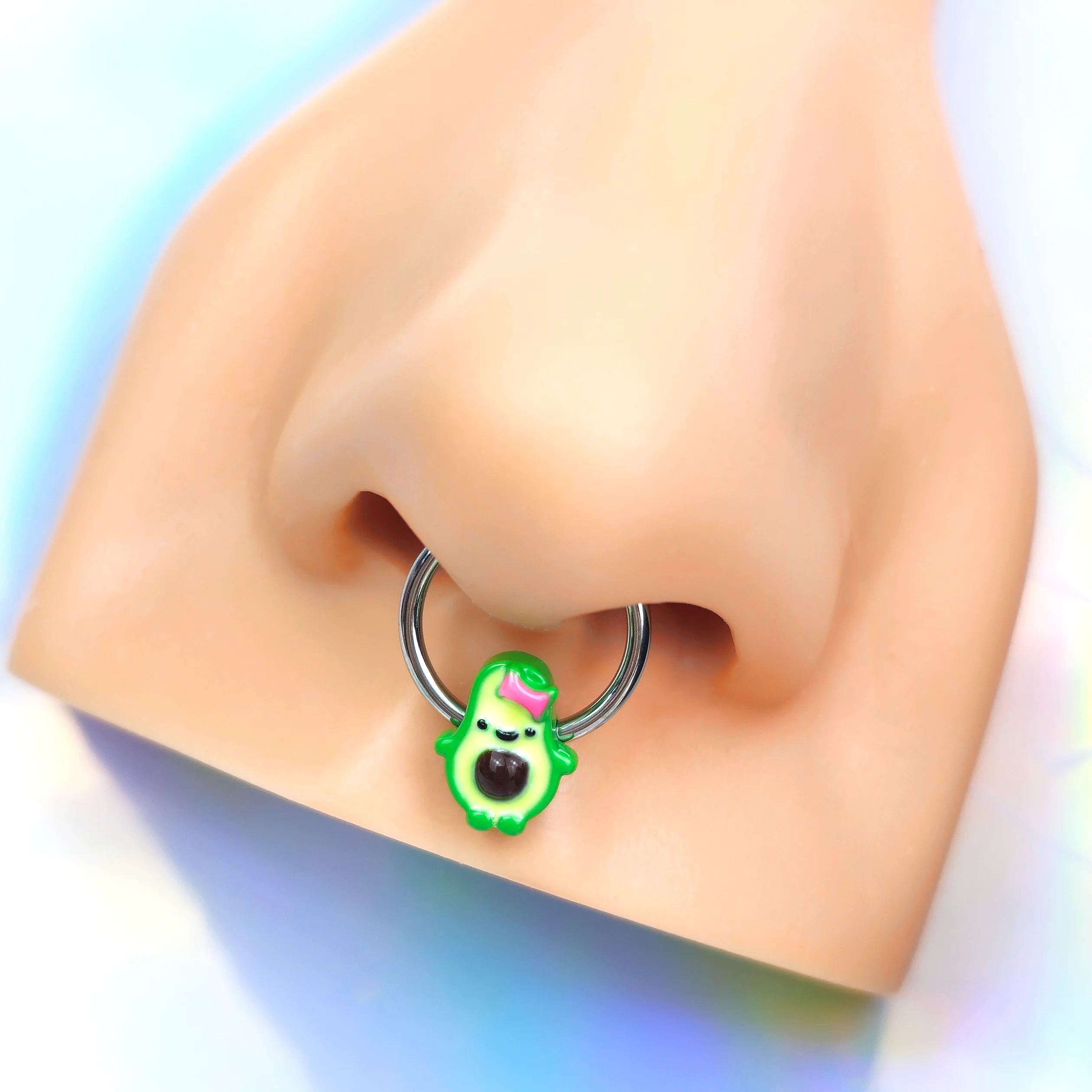 16G 3/8 Cutie Avocado Hinged Segment Ring - Image 2