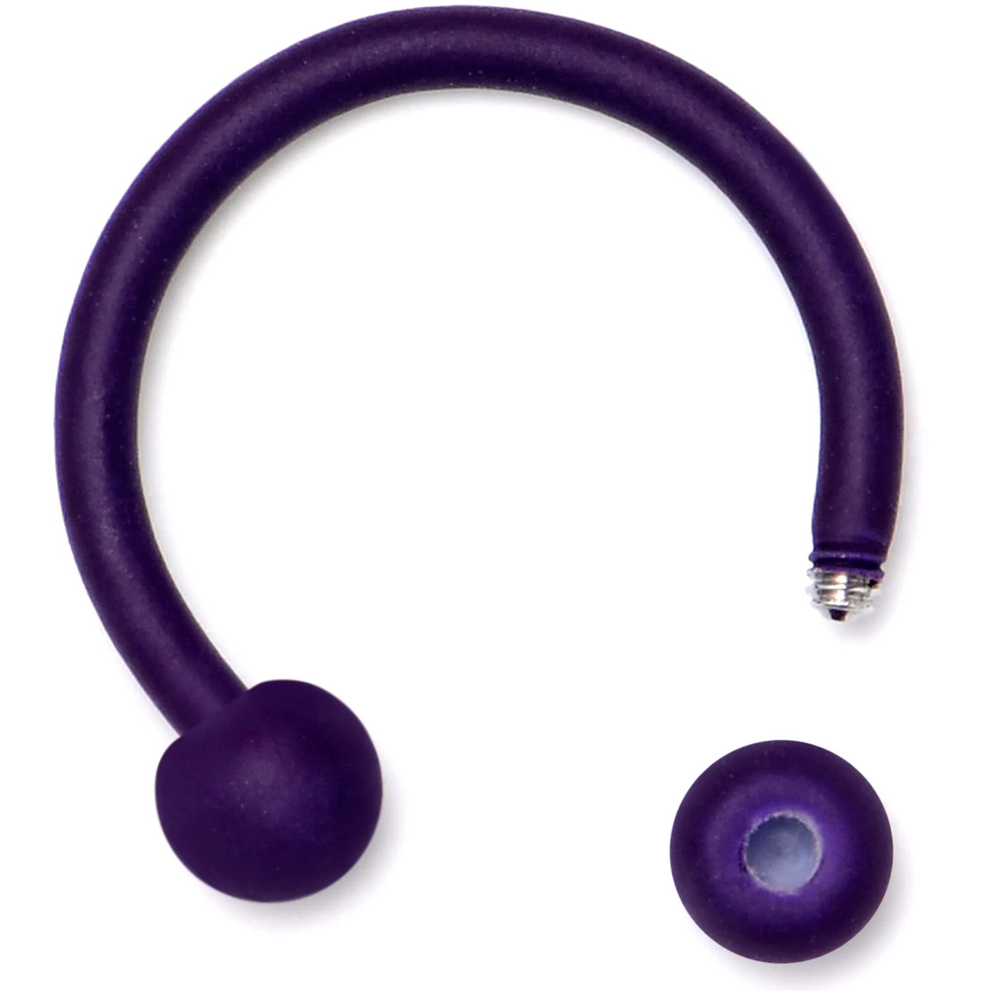 16G 3/8 Dark Purple Matte Horseshoe Circular Barbell - Image 2